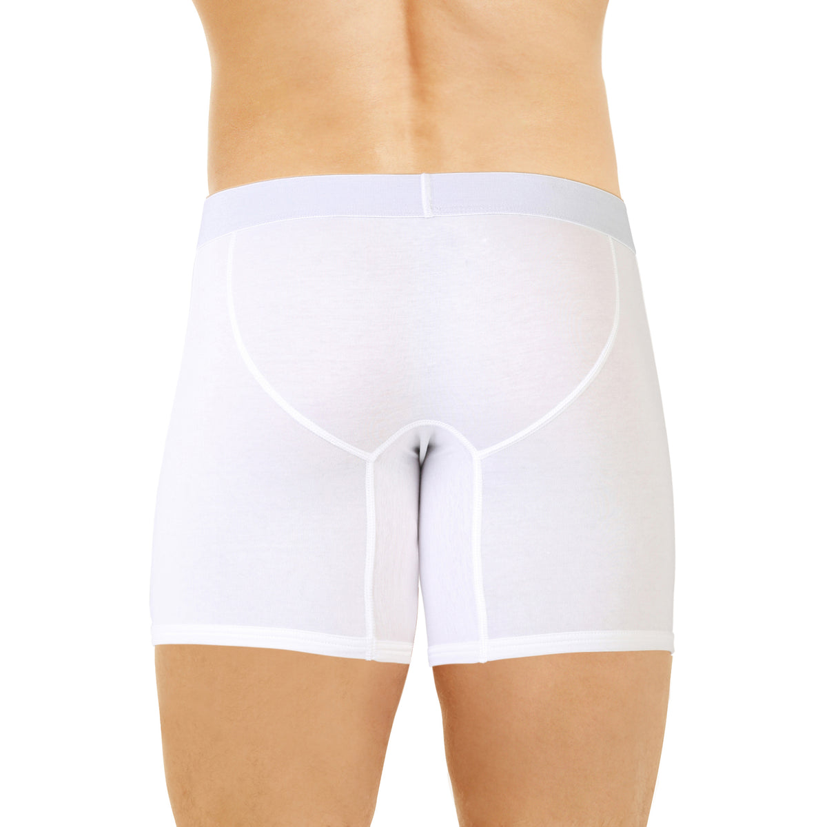 Shorty long ouvert blanc en coton stretch, porté par un modèle