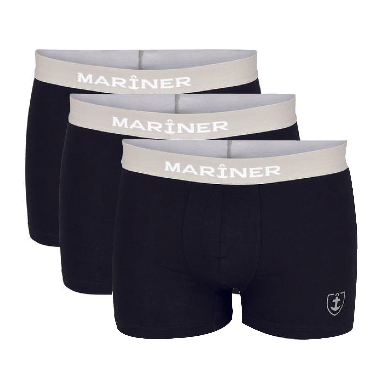 Lot de 3 shortys noir en coton BIO avec ceinture élastiquée blanche - confort et élégance.