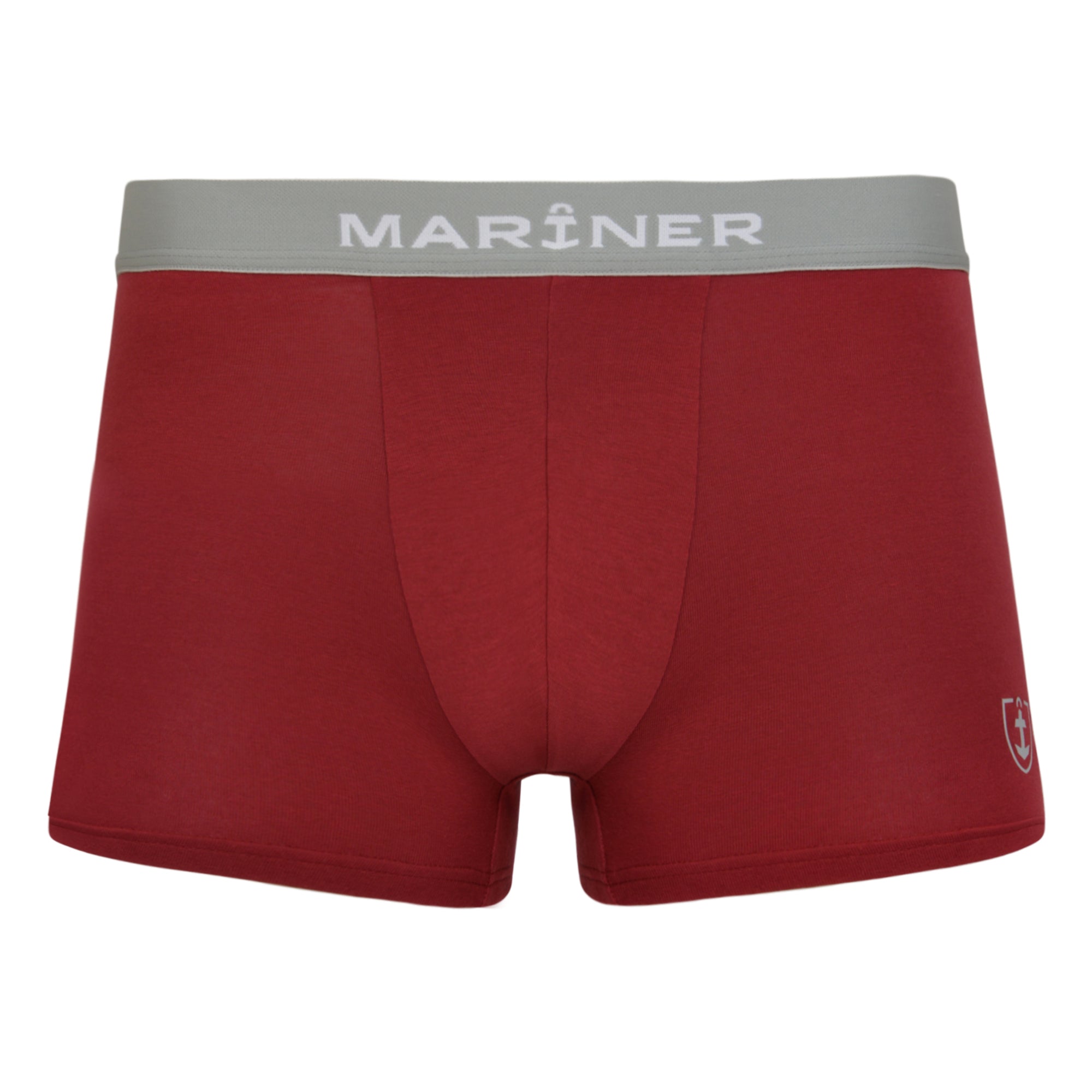Shorty en coton rouge avec ceinture grise, présenté à plat.