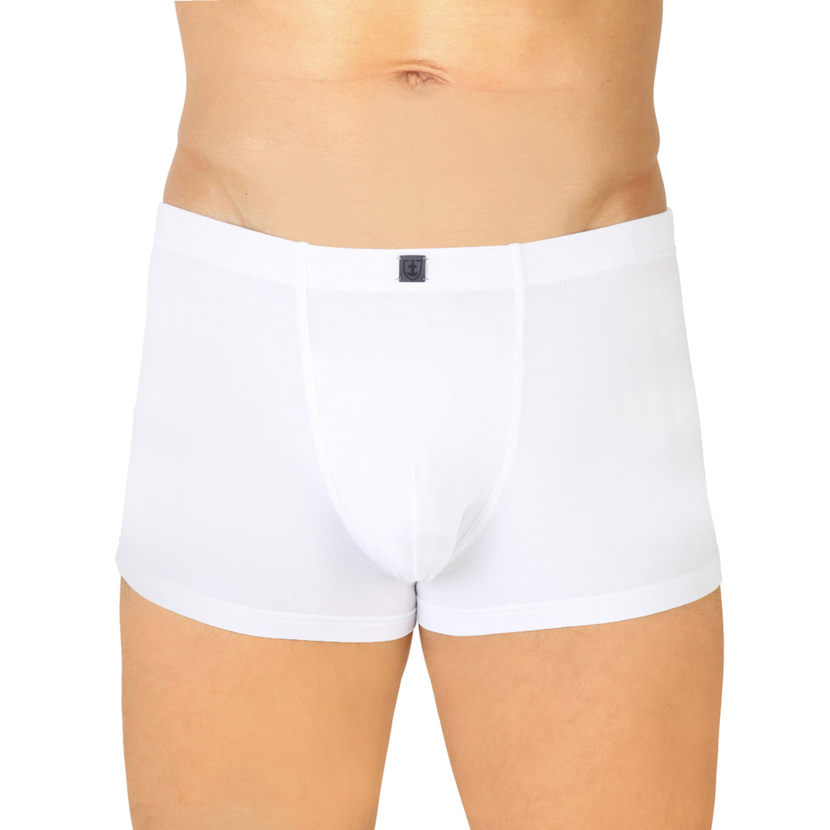 Shorty coton stretch blanc, vue de face, pour un confort optimal.