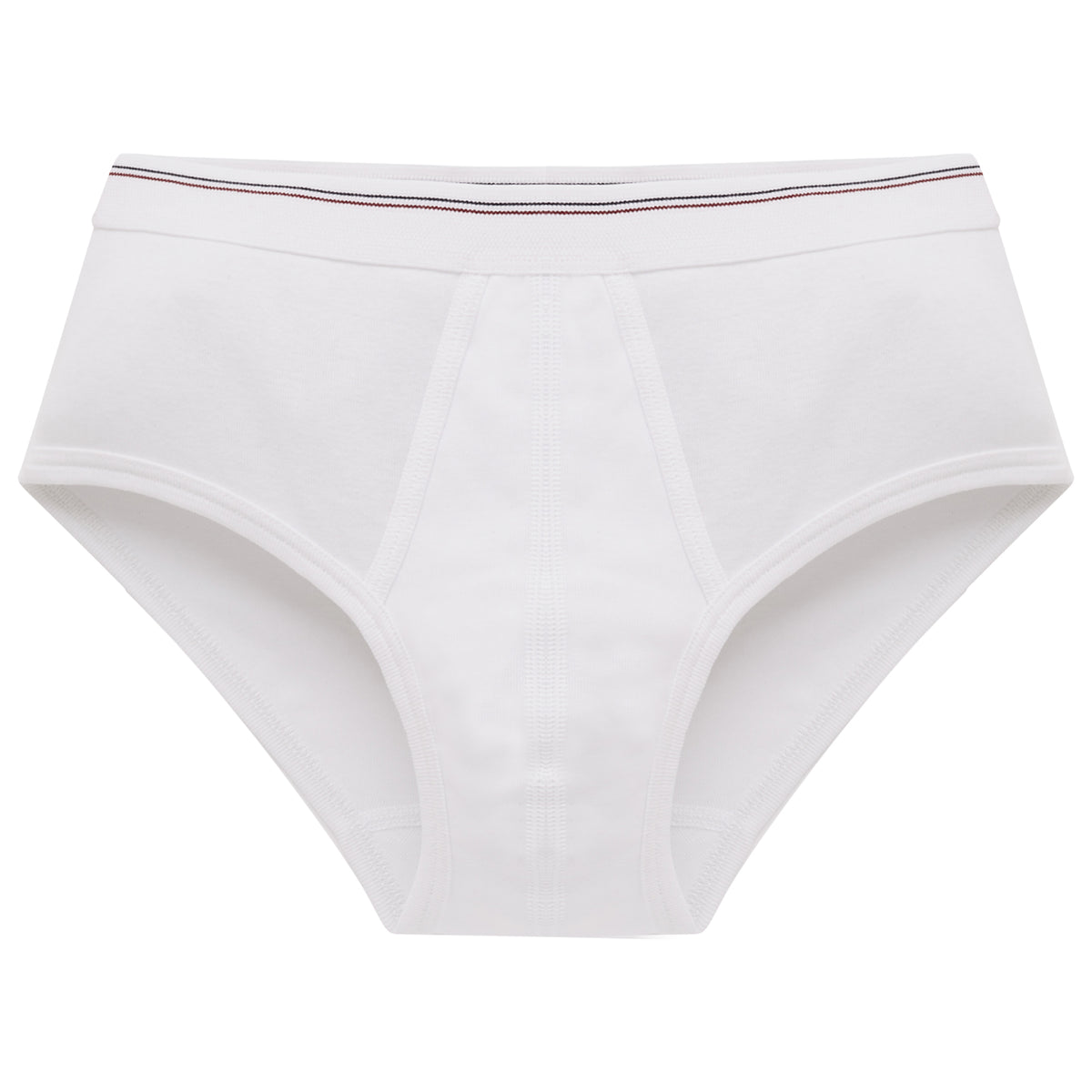 Hoge taille open slip in fijne rib, gestreepte tailleband - Octave Wit
