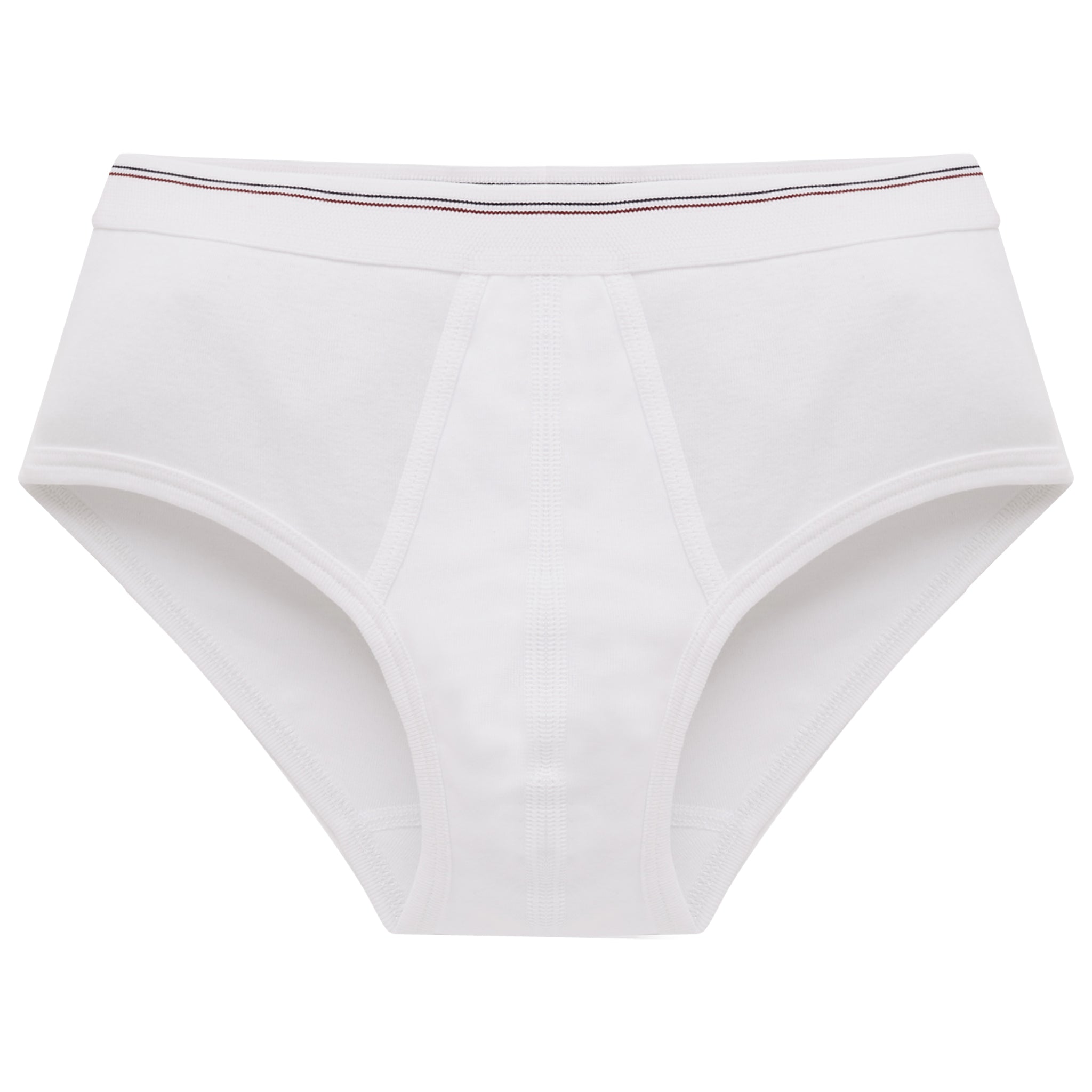 Slip taille haute ouvert en cote fine, ceinture rayée - Octave BLANC