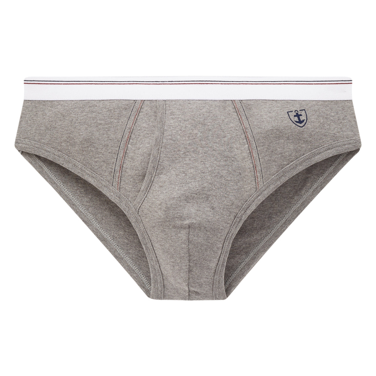 Slip taille basse ouvert en cote fine ceinture rayée - Alfred GRIS CHINE