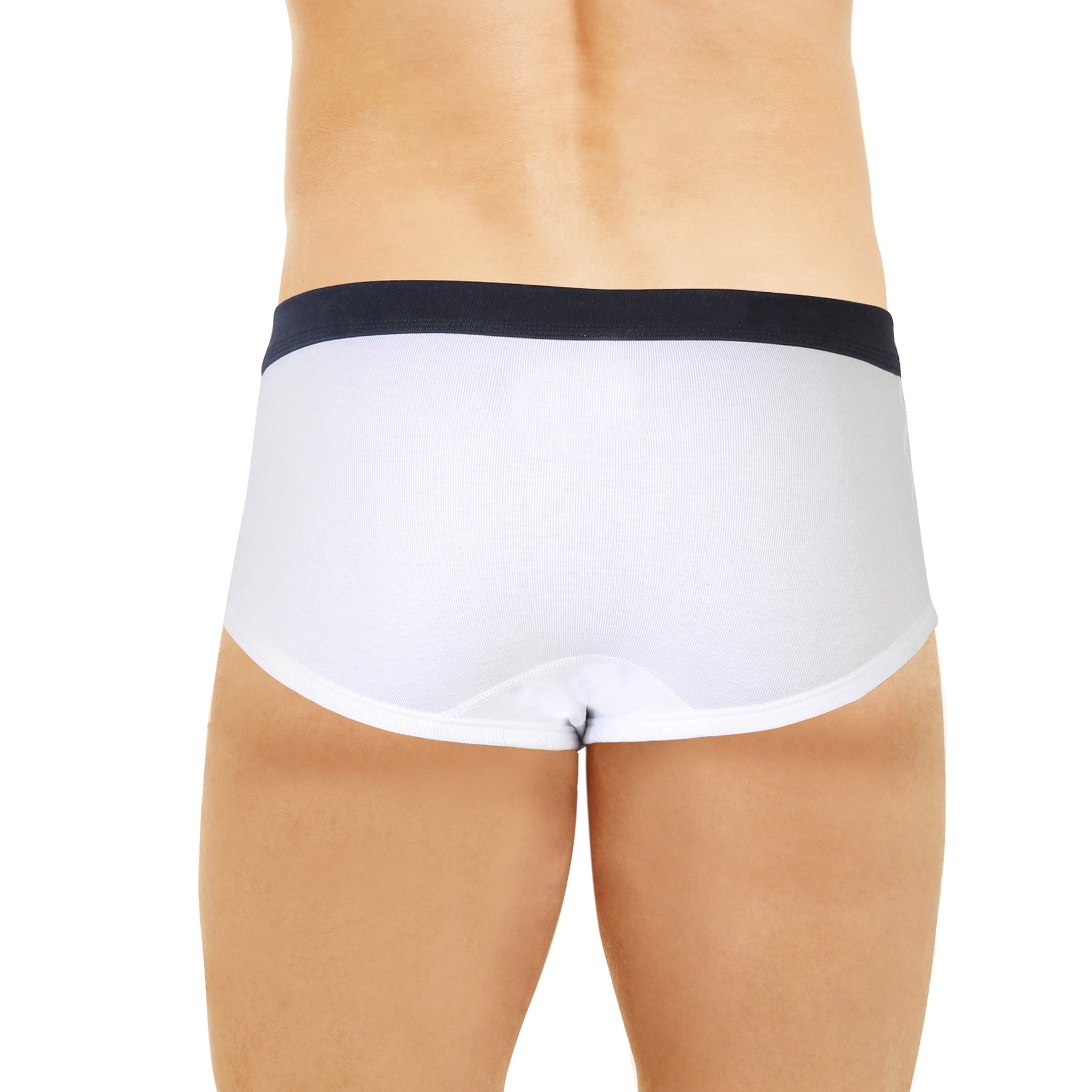 Slip taille haute ouvert en Cote fine - Emile BLANC ceinture Marine