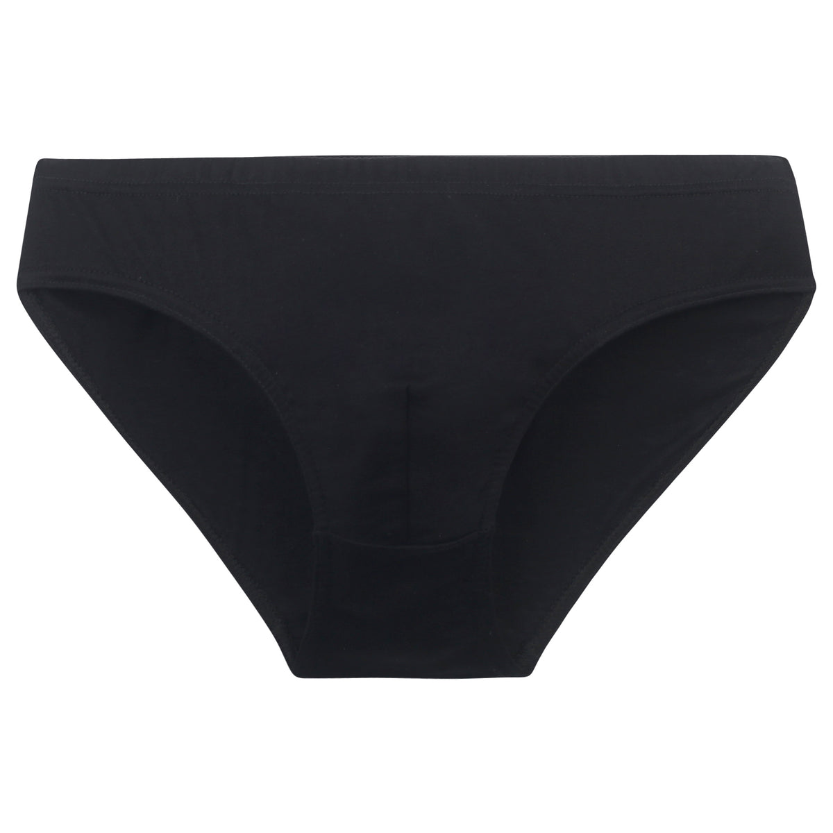 Slip taille basse noir en coton mercerisé présenté à plat.