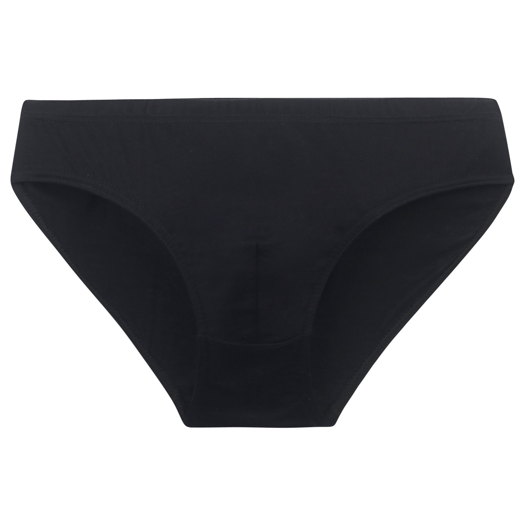 Slip taille basse noir en coton mercerisé présenté à plat.