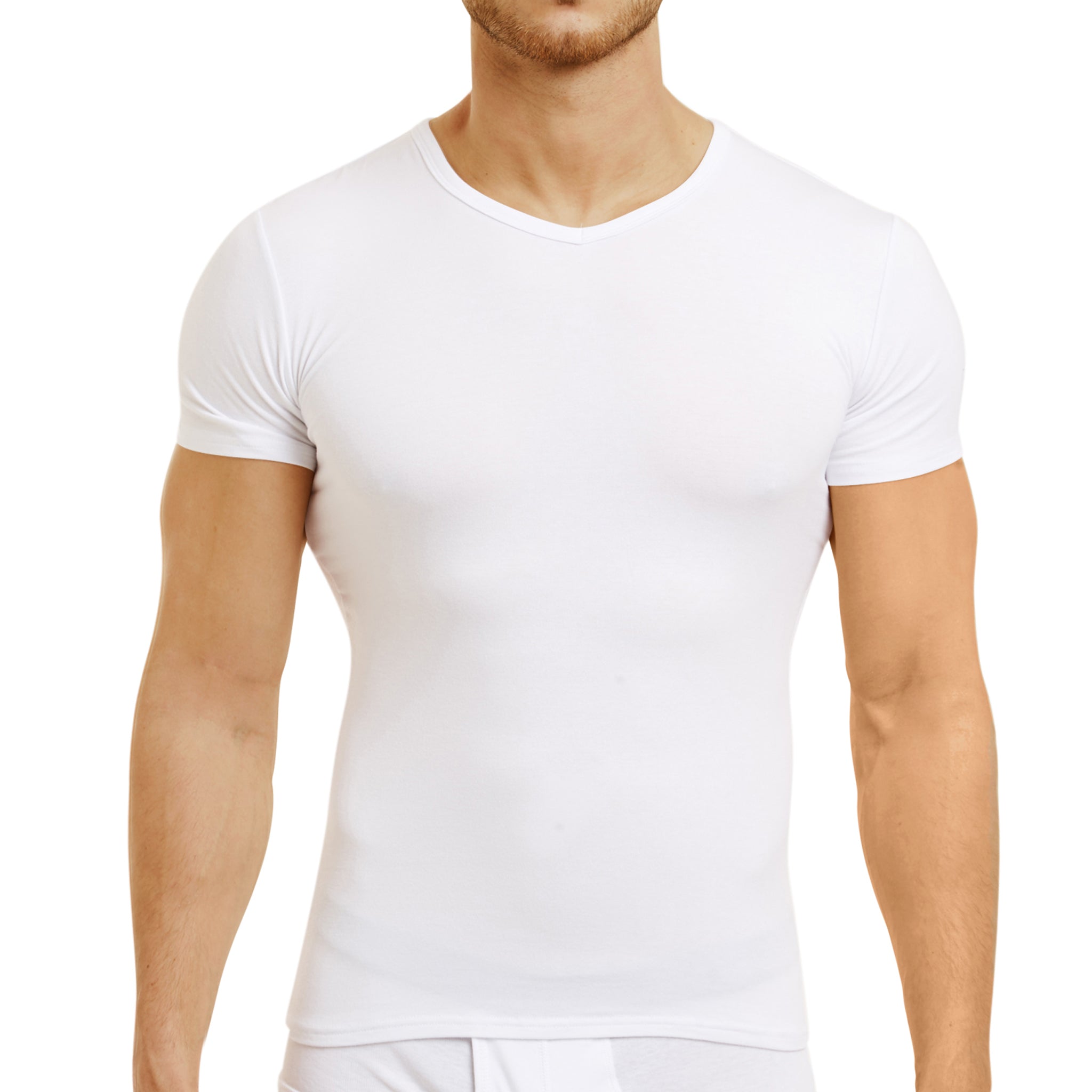 T-shirt col V Fibre de Bambou BLANC