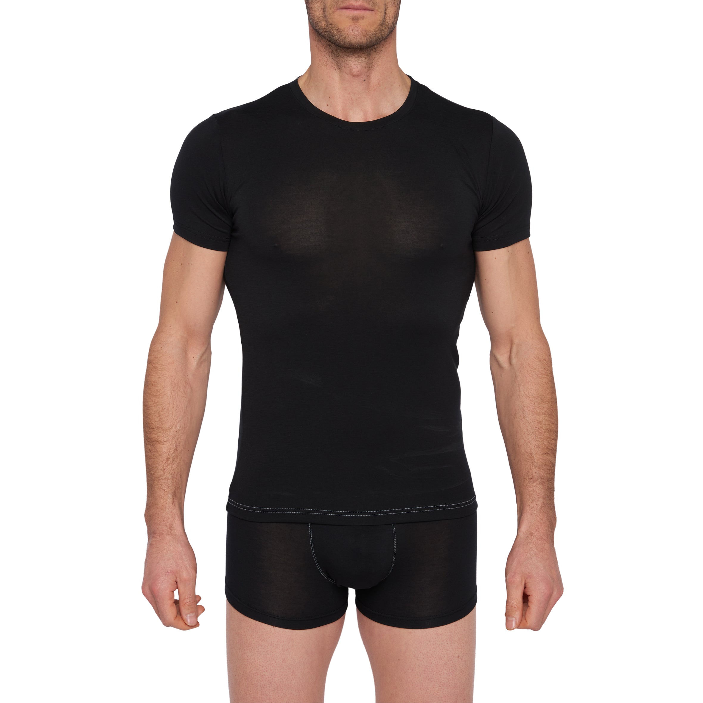 T-Shirt Col rond en Tencel Stretch NOIR