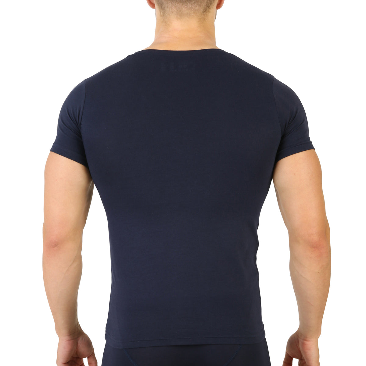 T-shirt col V Coton Stretch Marine 6009