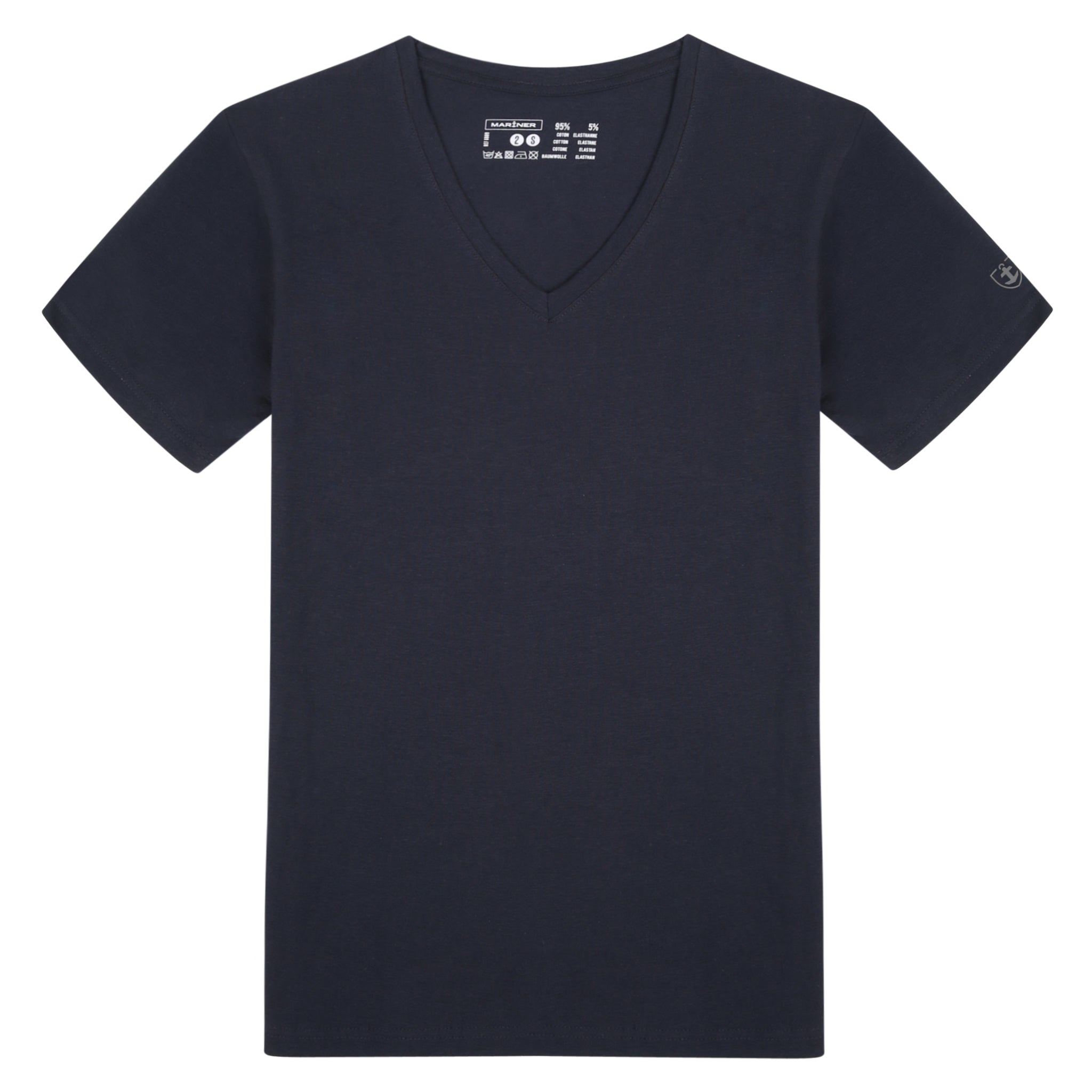 T-shirt col V Coton Stretch Marine 6009
