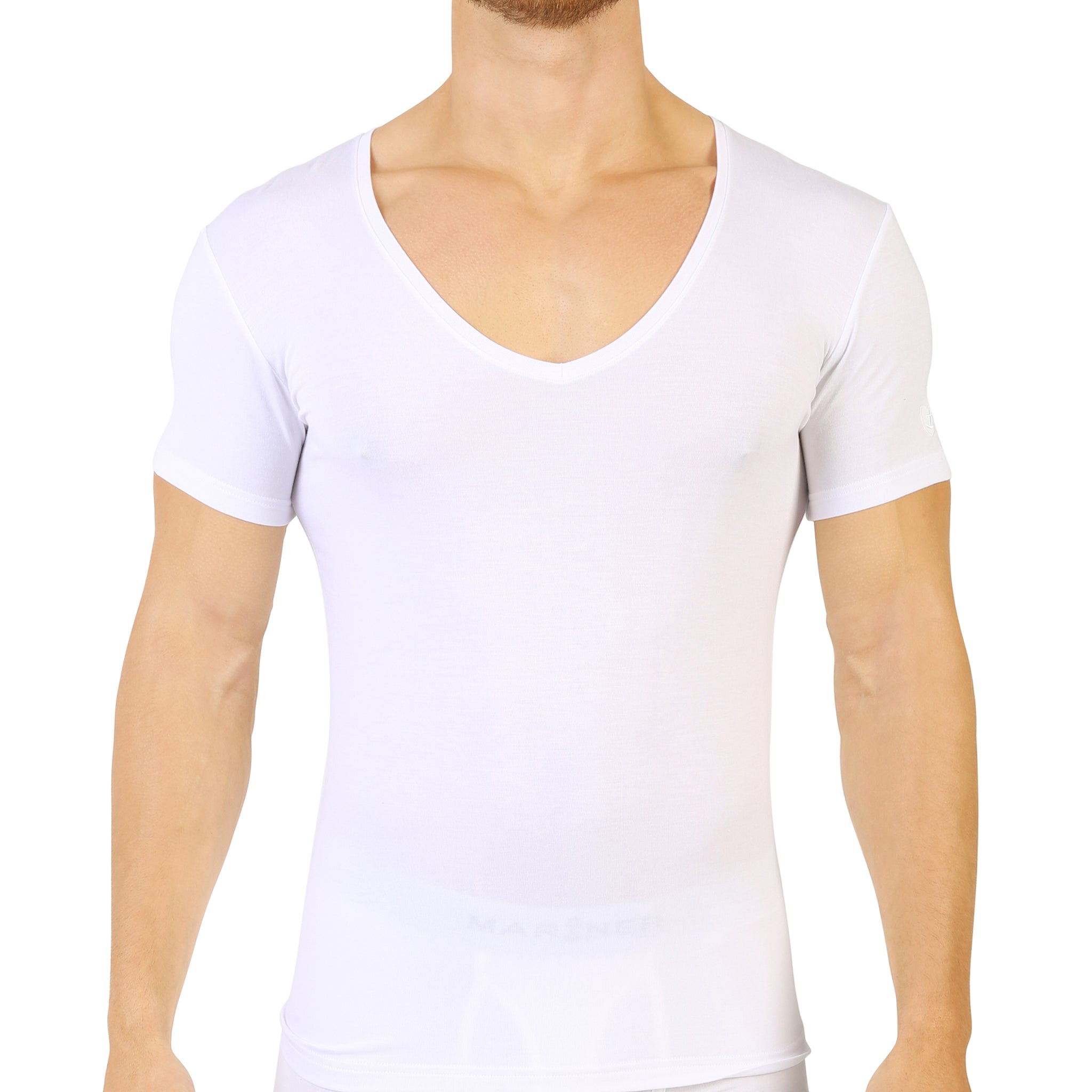 T-shirt Col V - Blanc