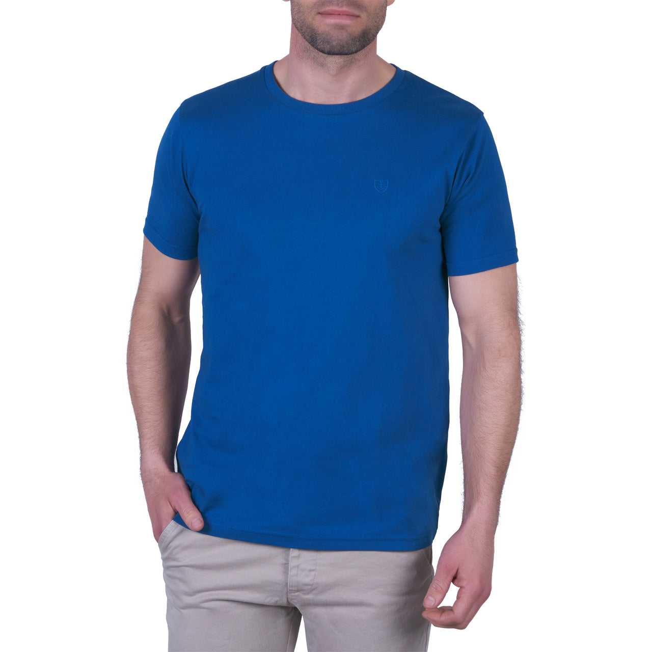 Ronde hals T-shirt Katoen Stretch wit