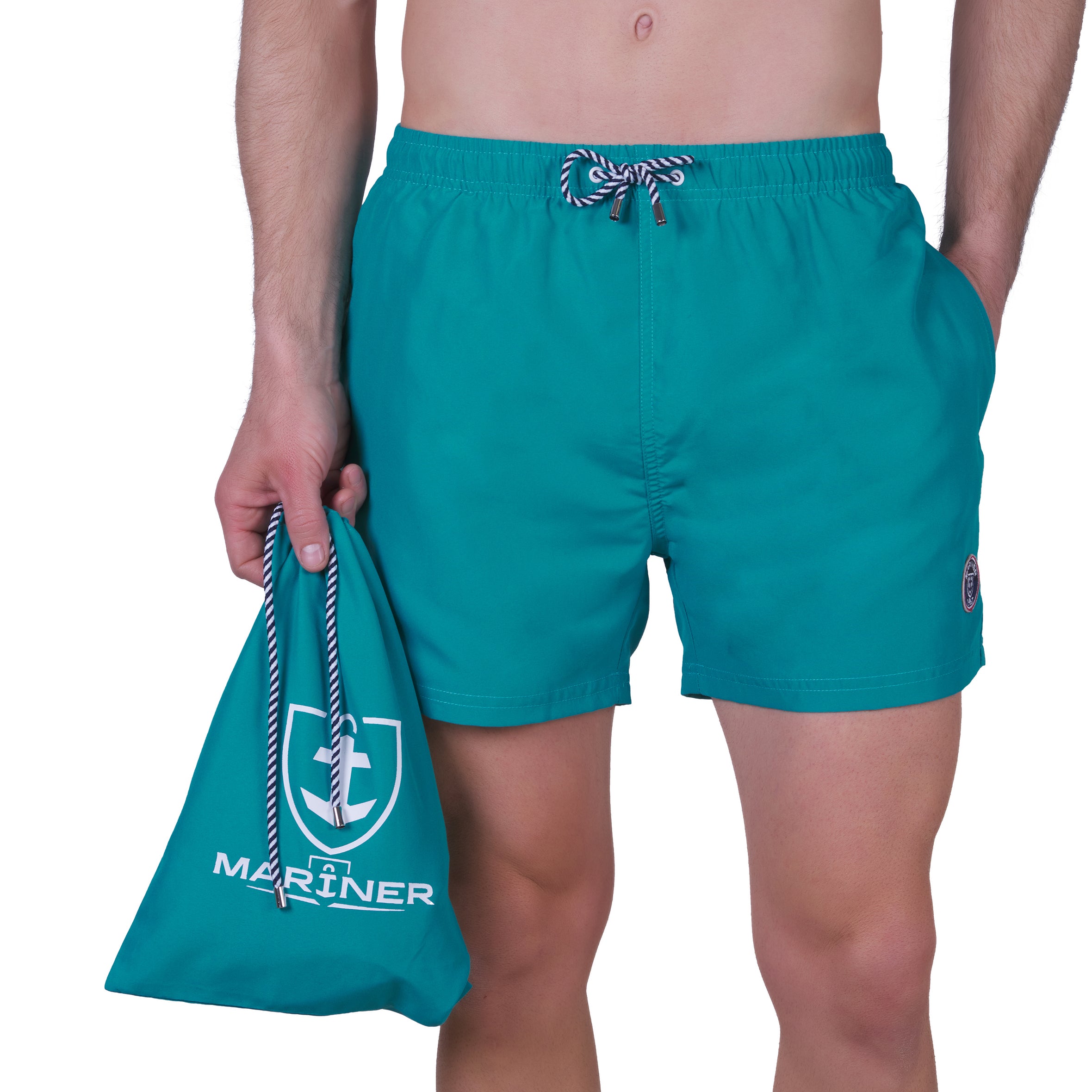 Short de bain avec doublure filet , VERT. Avec pochon de voyage 917