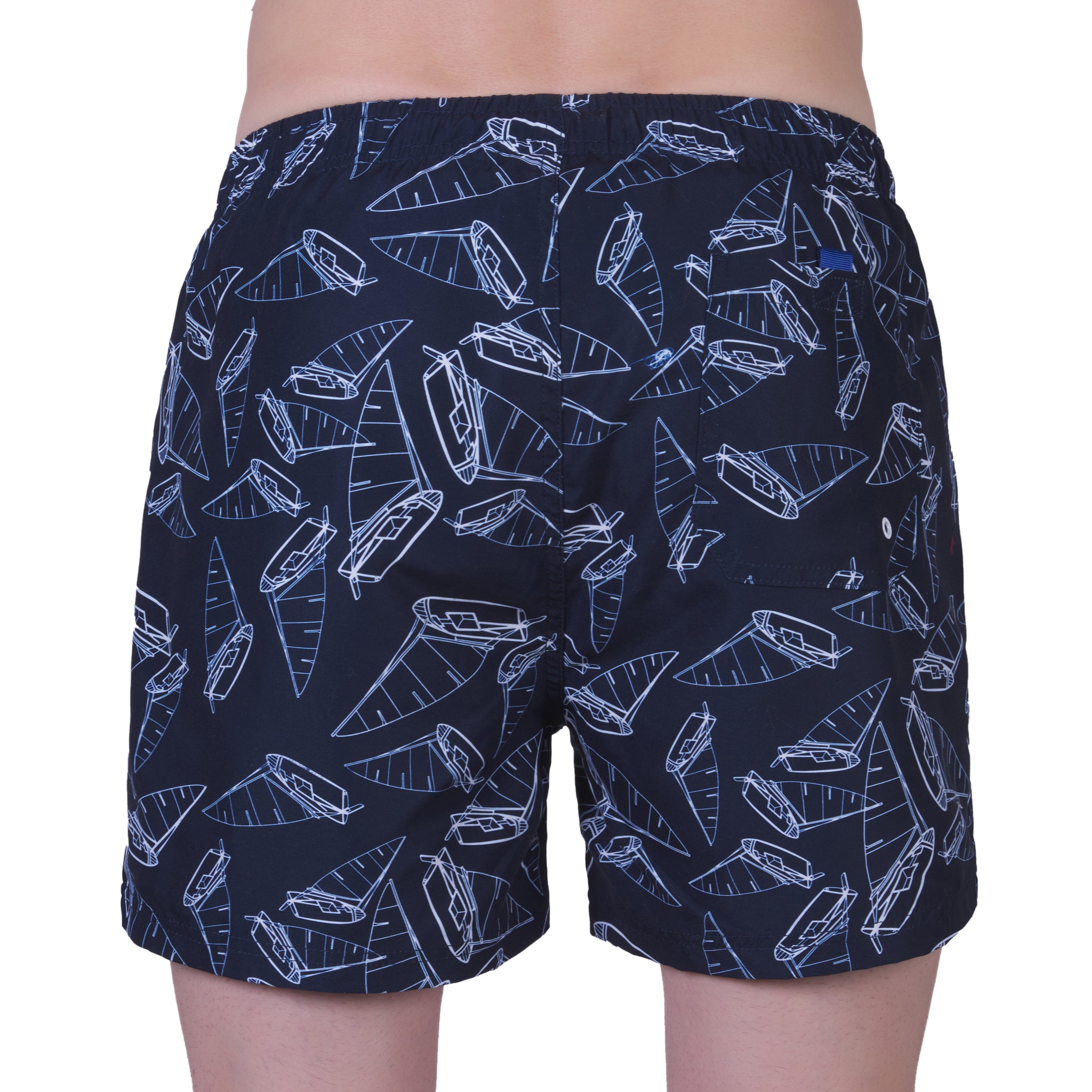 Short de bain imprimé avec doublure filet , MARINE. Avec pochon de voyage ! 918