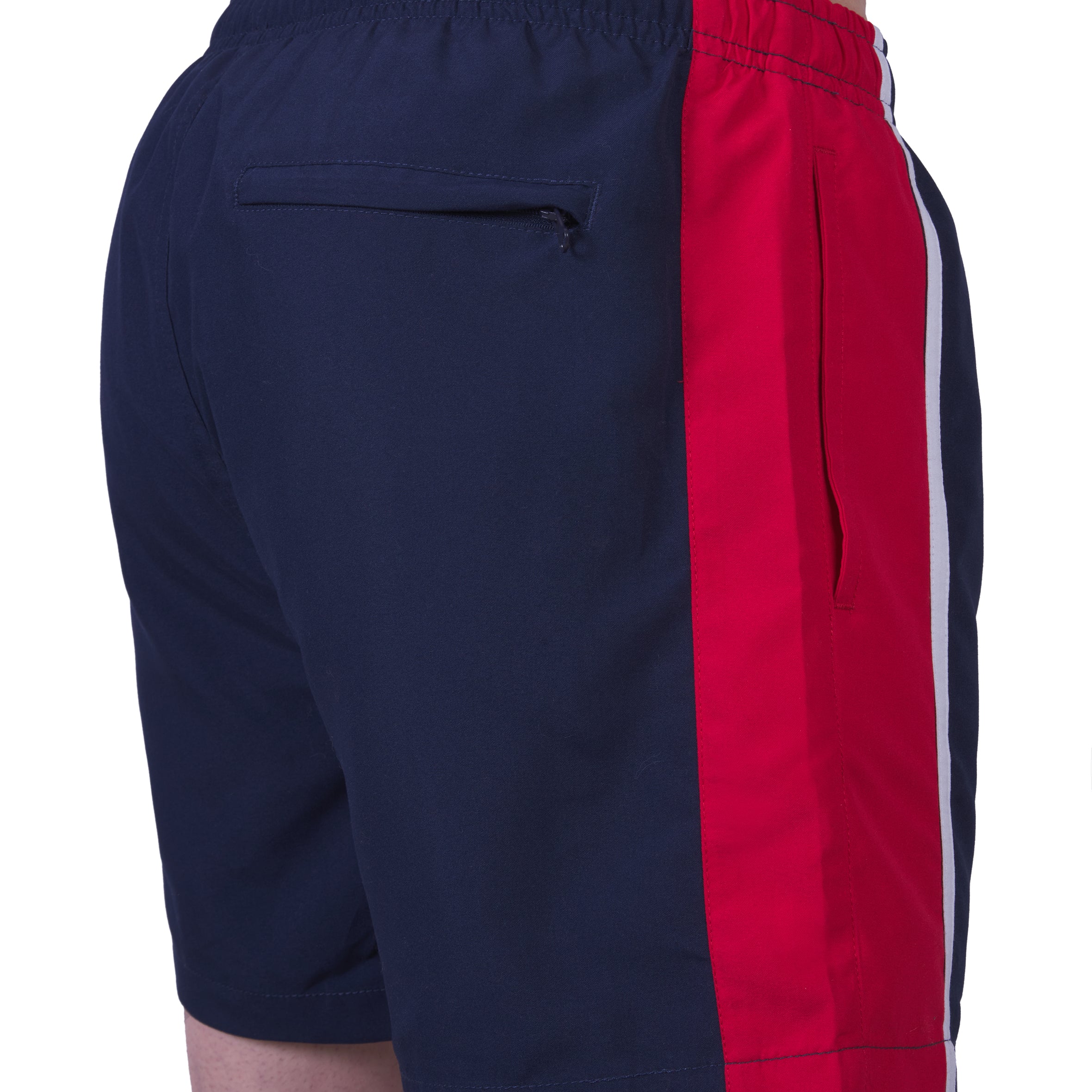 Short de bain bicolore avec doublure filet , MARINE et ROUGE. Avec pochon de voyage ! 921