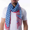 Chèche en Voile de Coton Bleu Indigo et Corail