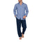 Pyjama long ouvert en popeline pur Coton Marine et Bleu