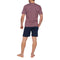 Pyjama Court en Jersey de Coton Peigné Sienne et Bleu Marine