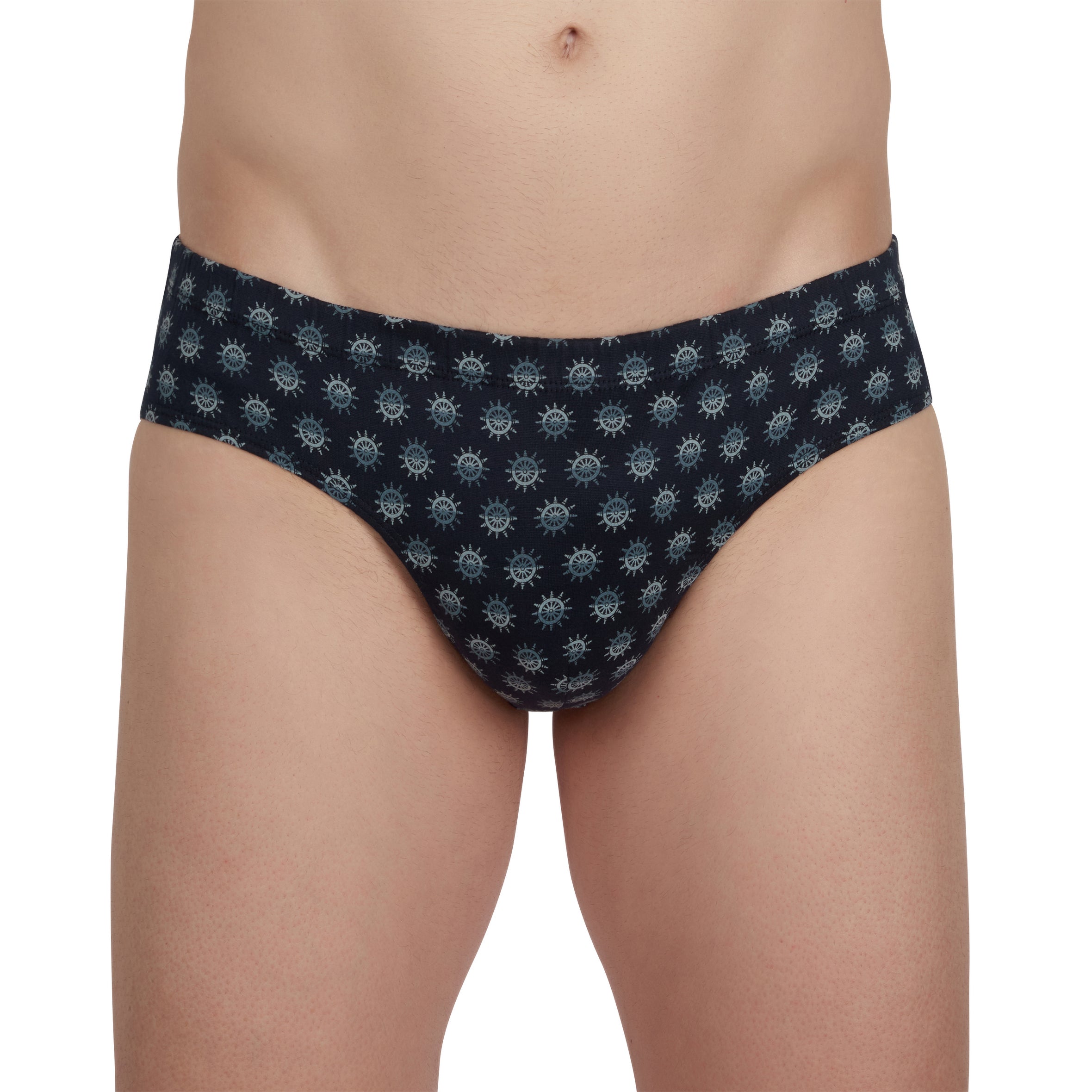 Lot de 2 Slips Taille Basse en Jersey de Coton Mercerisé Imprimé GRIS et MARINE B151.2