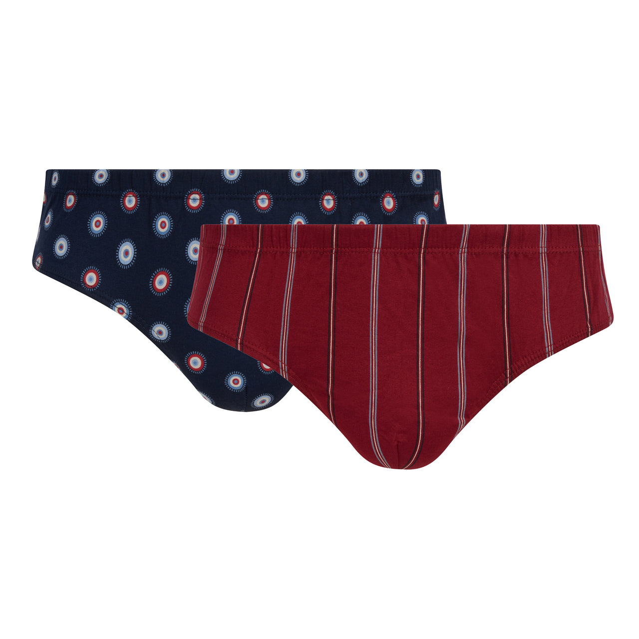 Set van 2 HIGH WAY slips in Gemerceriseerd Cotton Jersey met BORDEAUX en MARINE Print