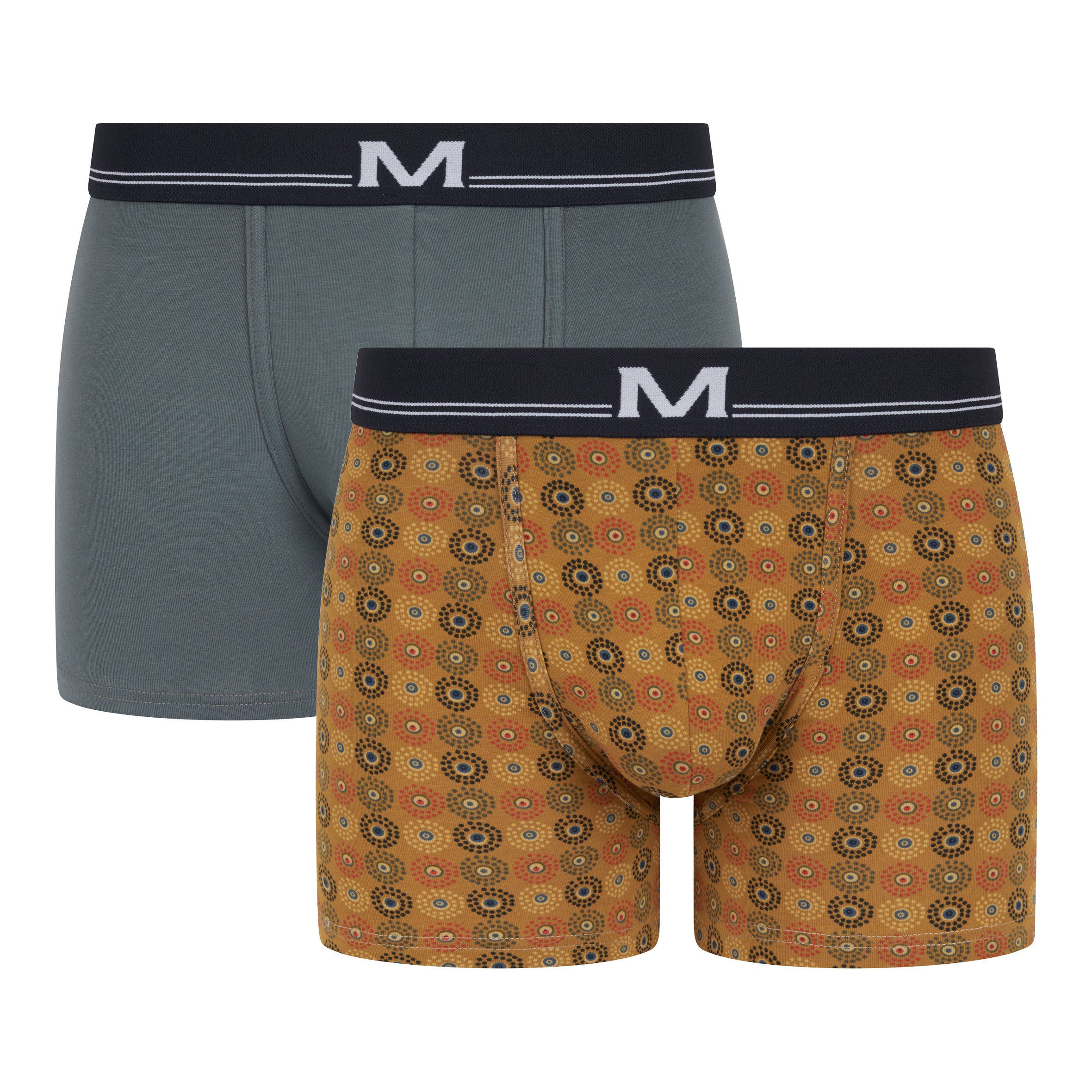Lot de 2 Shortys en Coton BIO Stretch Safran et Anthracite B255.2