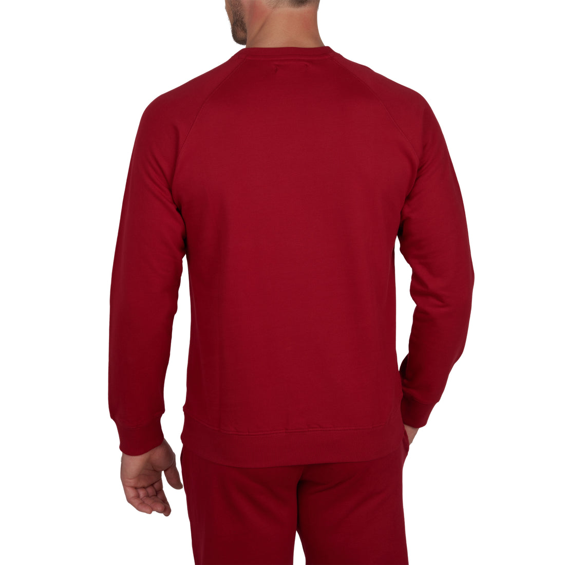 Sweatshirt Col Rond en Molleton Pur Coton Bordeaux B814