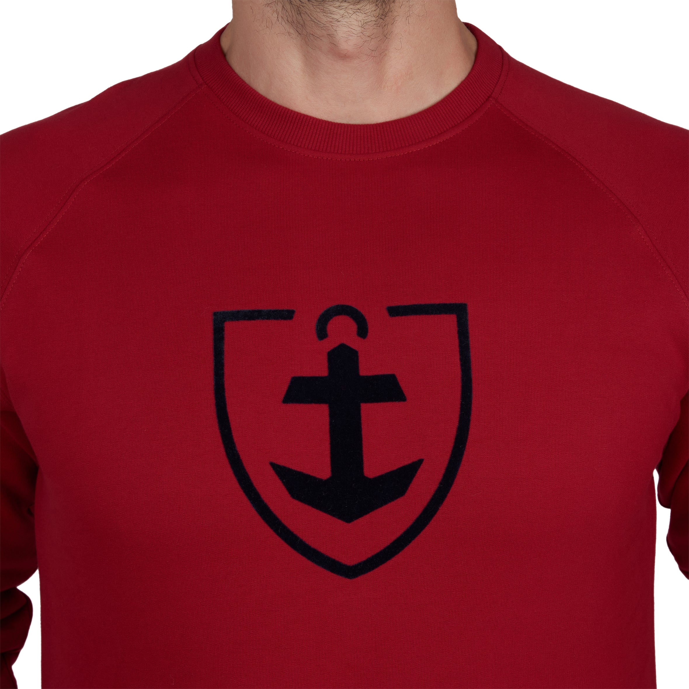 Sweatshirt Col Rond en Molleton Pur Coton Bordeaux B814