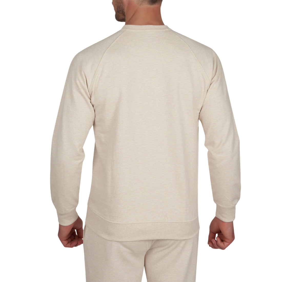 Sweatshirt Col Rond en Molleton Pur Coton ECRU Chiné B814