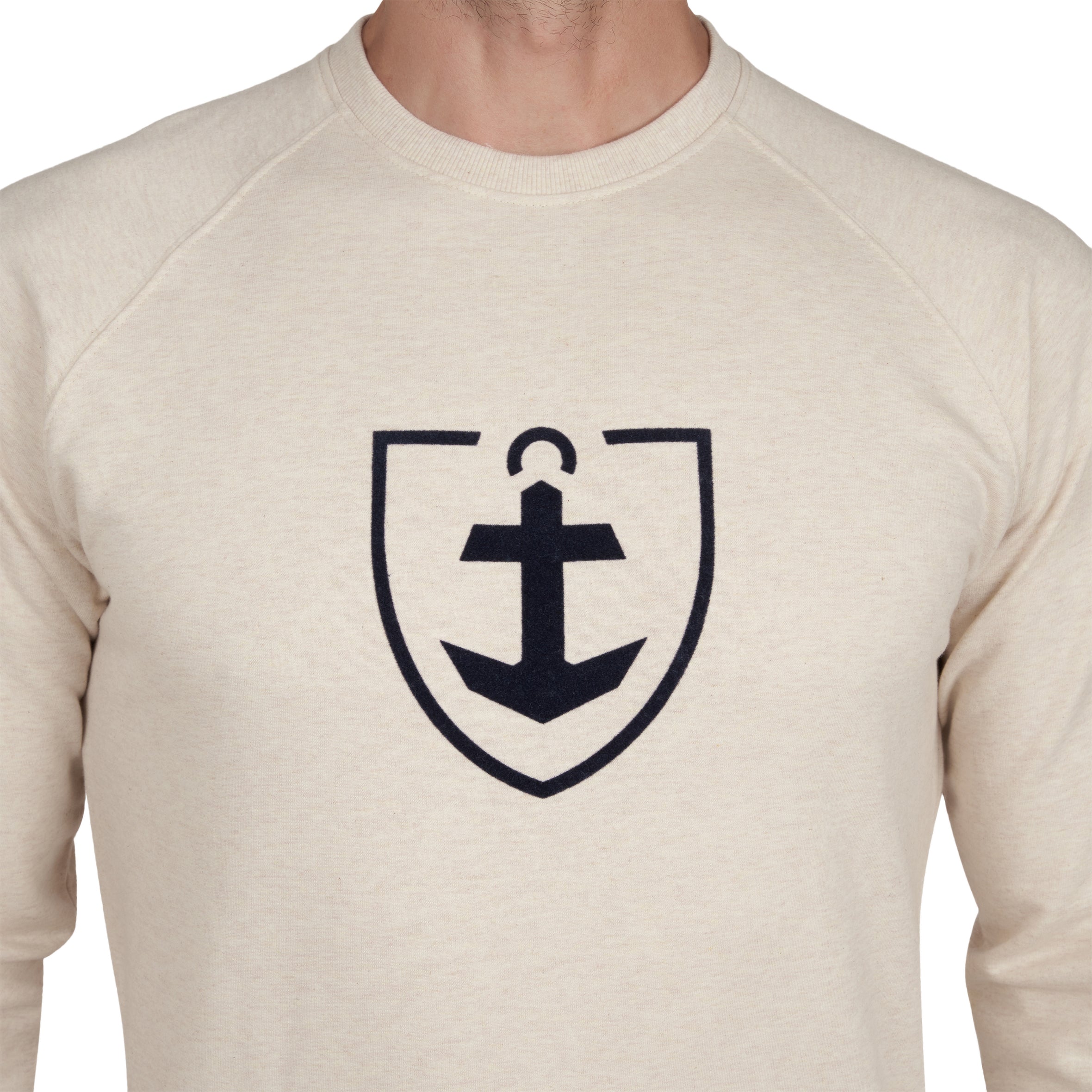 Sweatshirt Col Rond en Molleton Pur Coton ECRU Chiné B814