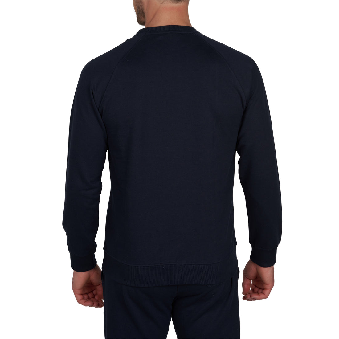 Sweatshirt Col Rond en Molleton Pur Coton MARINE B814