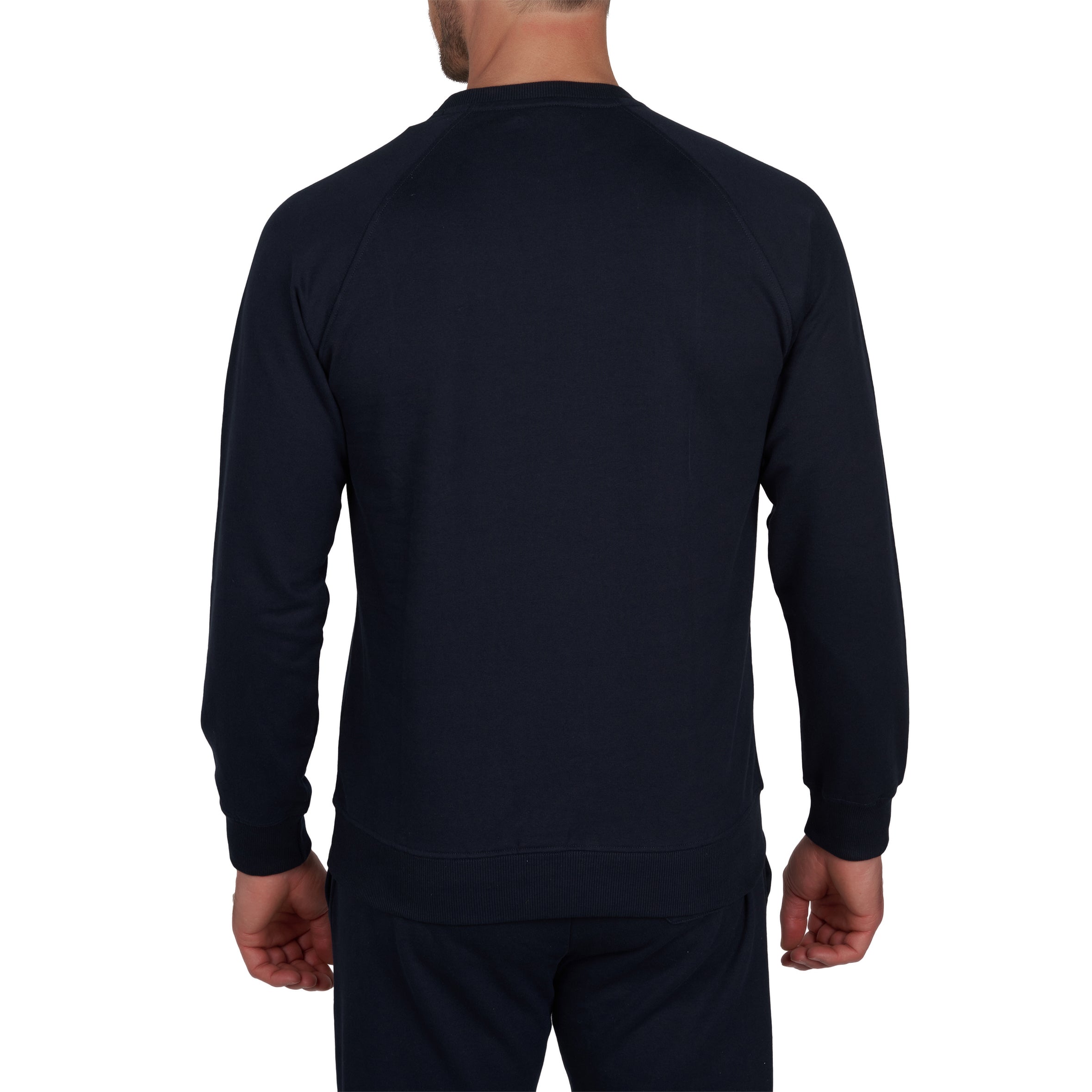 Sweatshirt Col Rond en Molleton Pur Coton MARINE B814