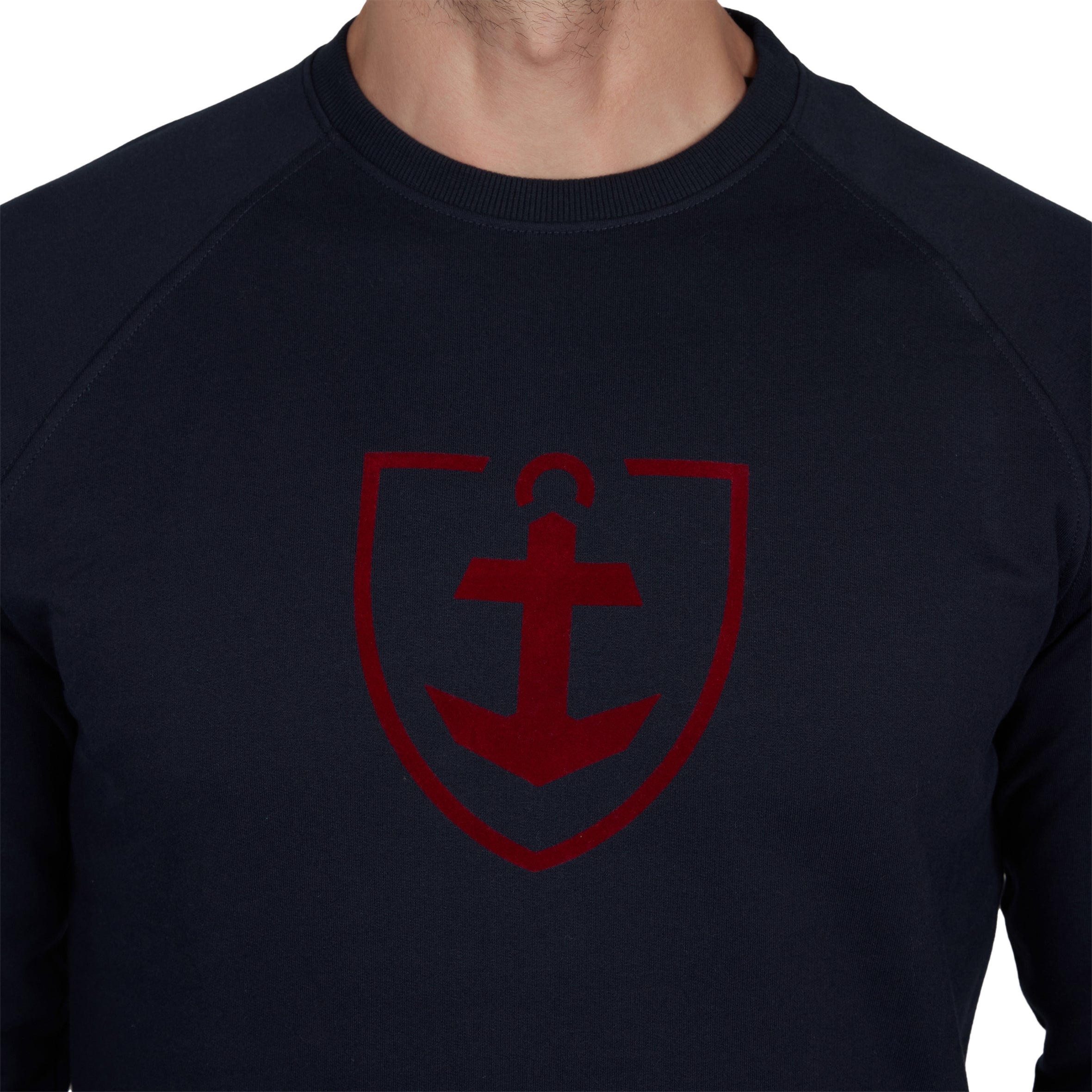 Sweatshirt Col Rond en Molleton Pur Coton MARINE B814