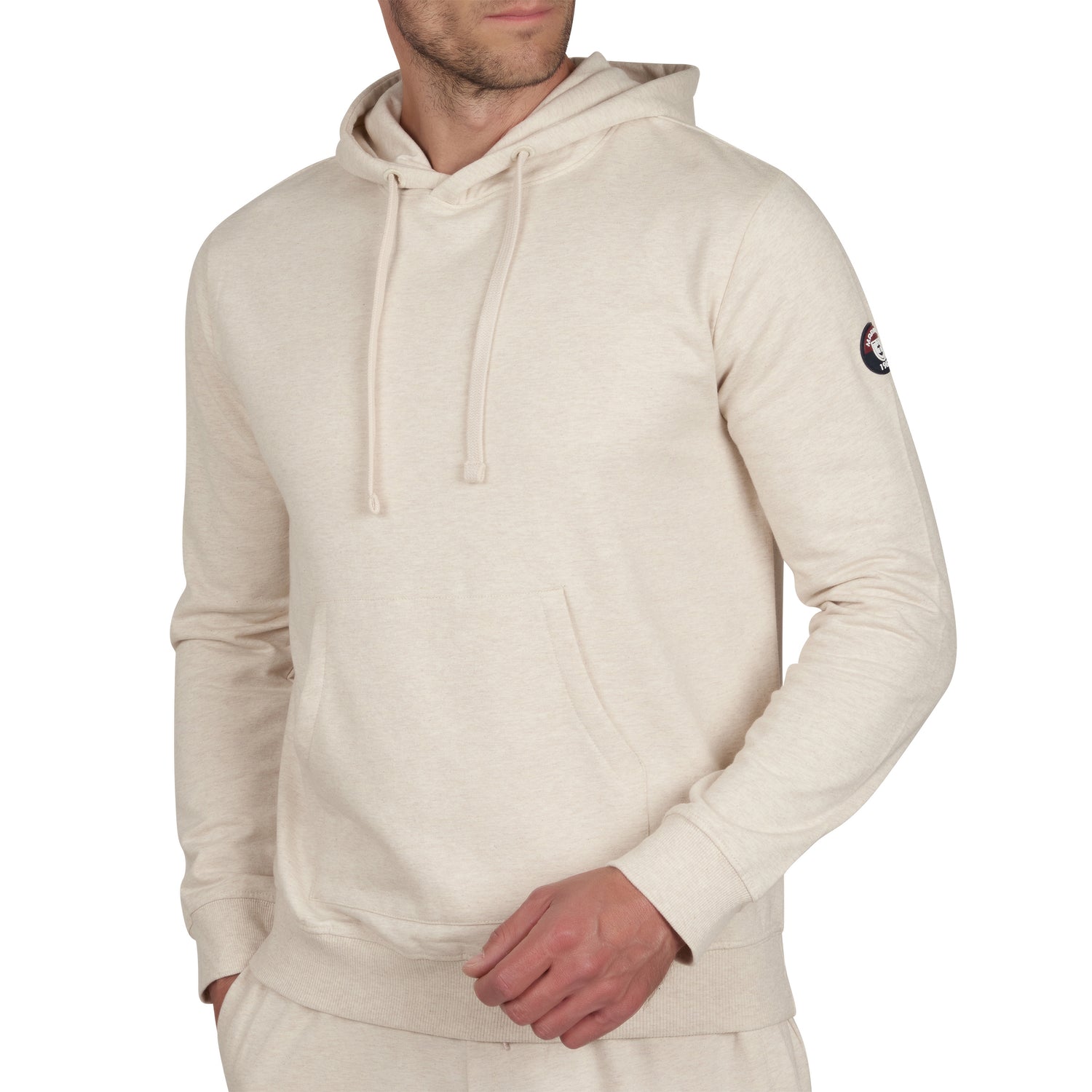 Sweatshirt Capuche en Molleton Pur Coton ECRU Chiné B815
