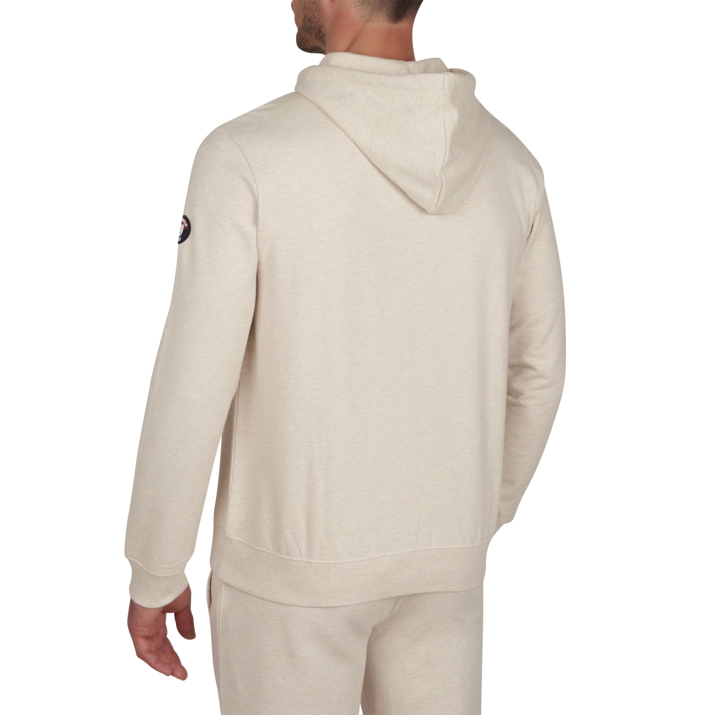 Sweatshirt Capuche en Molleton Pur Coton ECRU Chiné