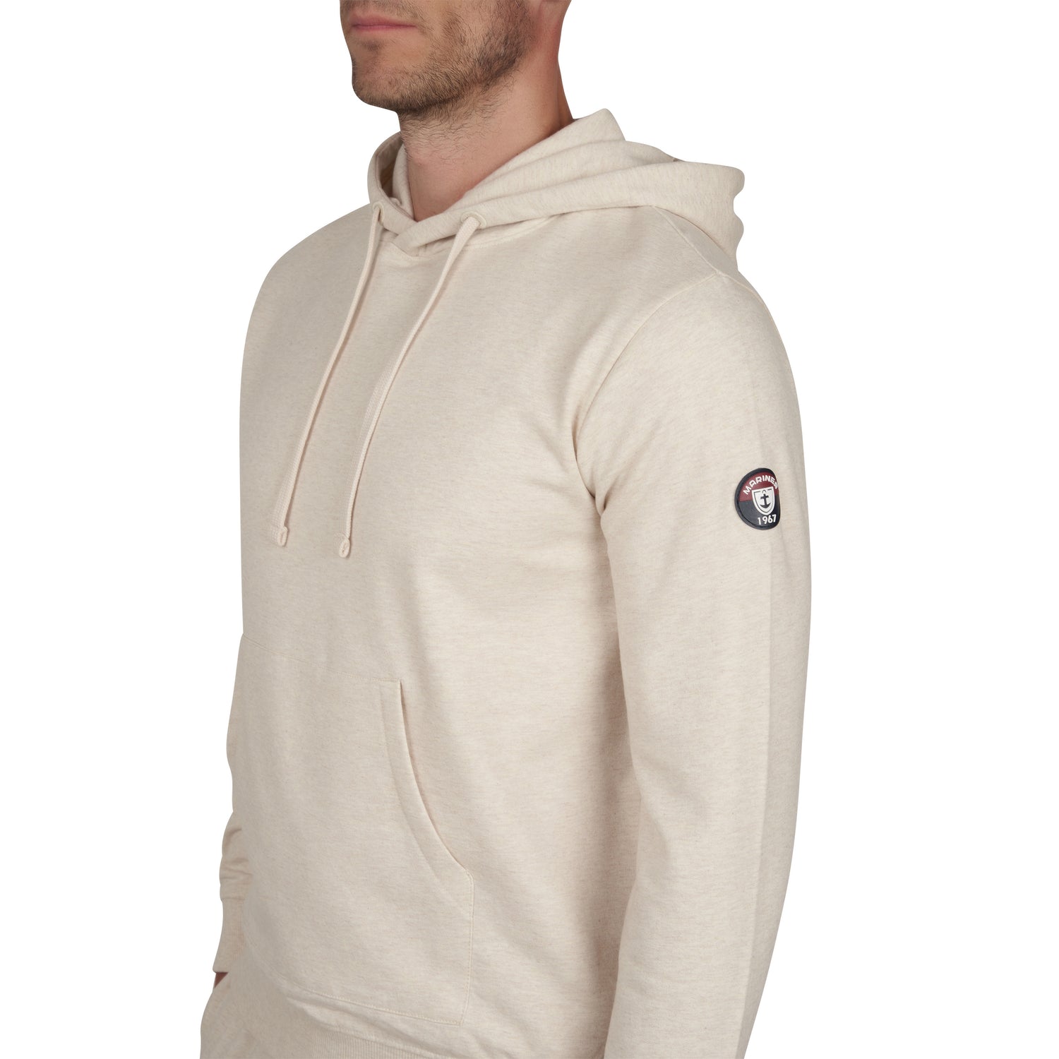 Sweatshirt Capuche en Molleton Pur Coton ECRU Chiné B815