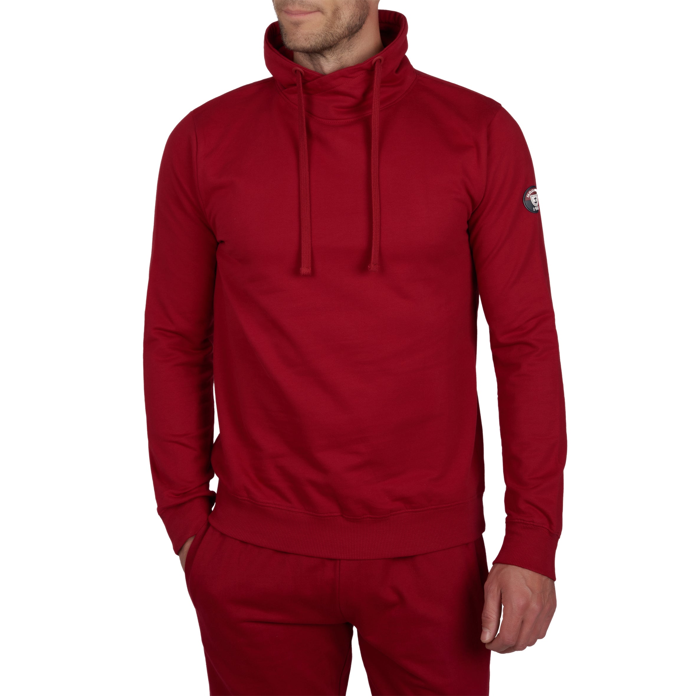 Sweatshirt Col Montant en Molleton Pur Coton BORDEAUX B816