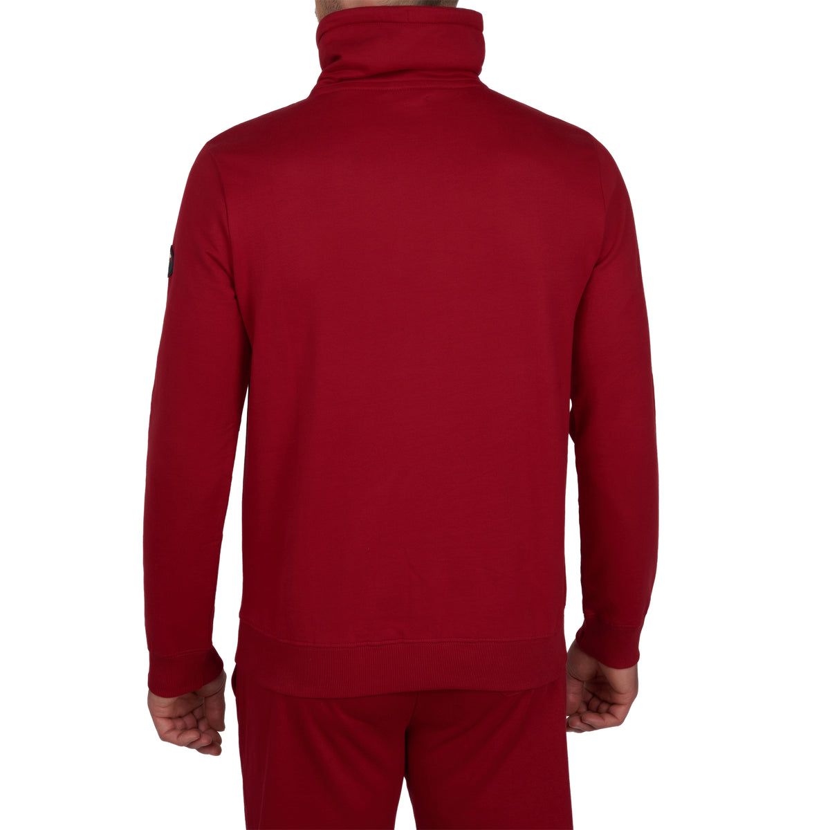 Pure Cotton Fleece High Neck Sweatshirt BURGUNDY