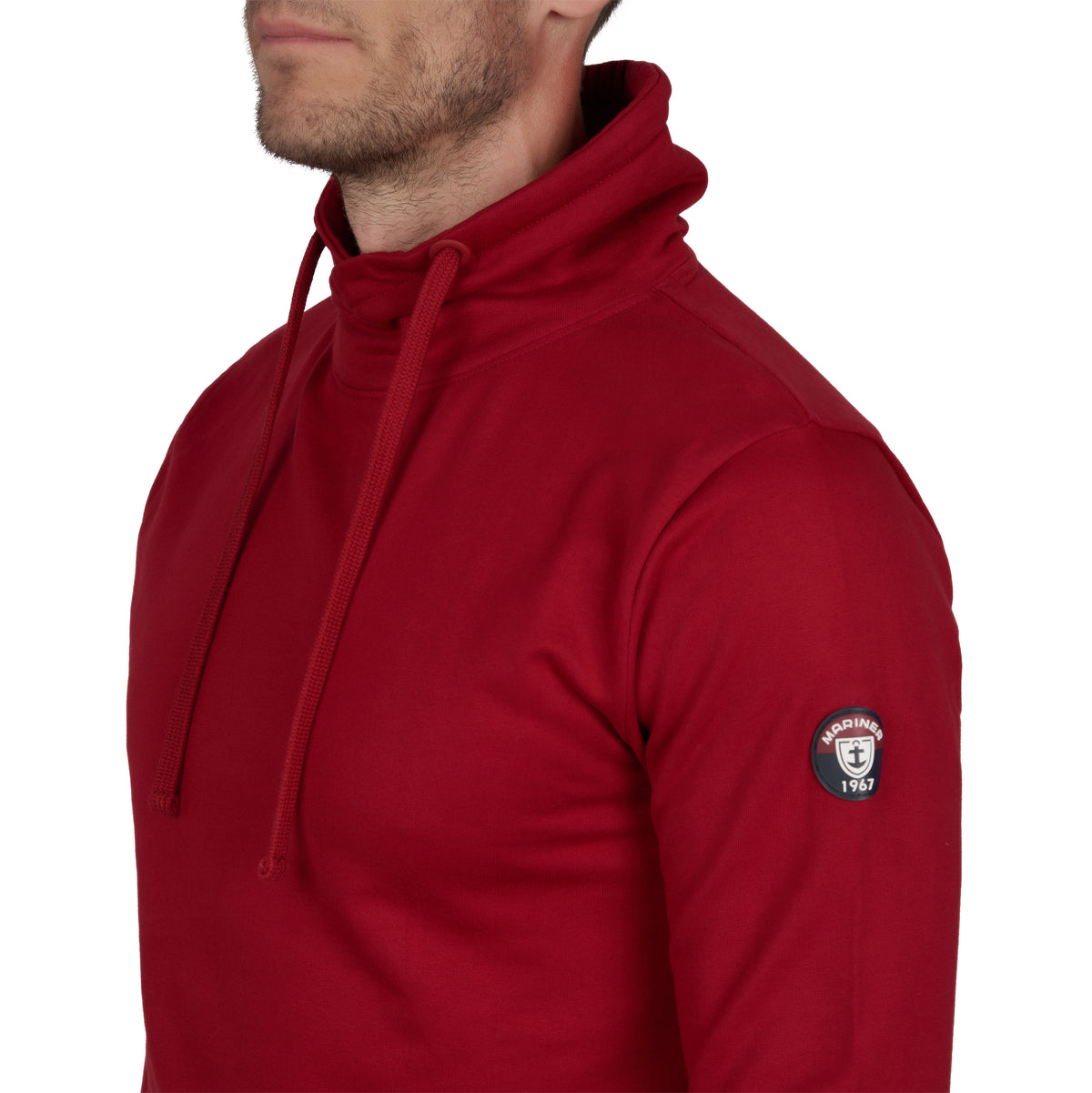 Pure Cotton Fleece High Neck Sweatshirt BURGUNDY