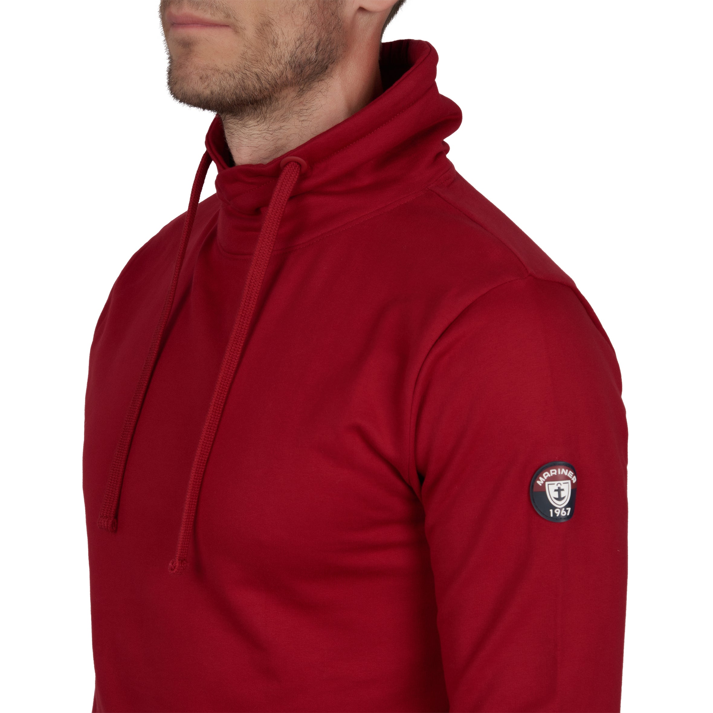 Sweatshirt Col Montant en Molleton Pur Coton BORDEAUX B816