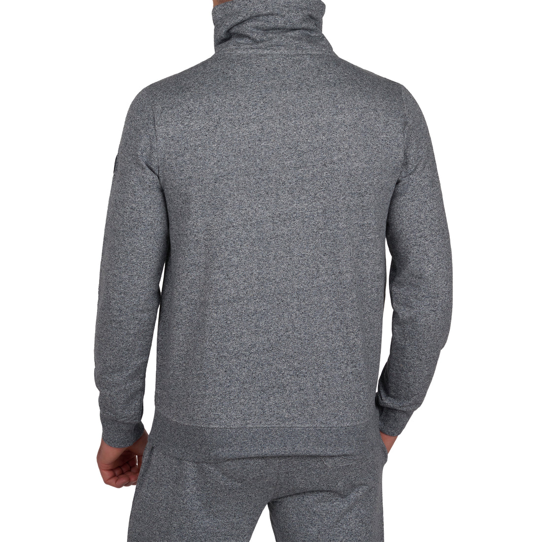 Sweatshirt Col Montant en Molleton Pur Coton MARINE Chiné B816