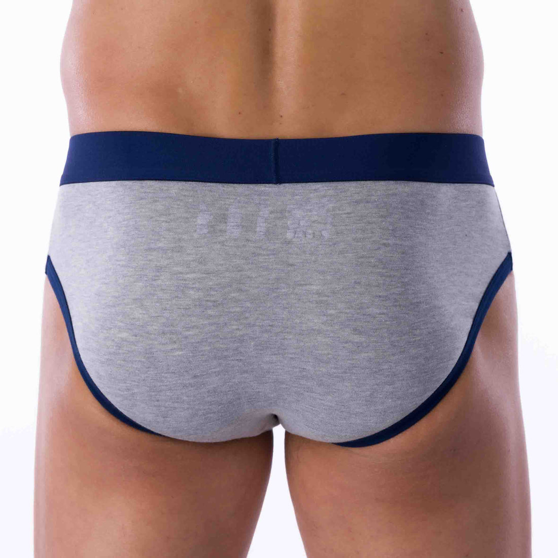 Lot de 2 Slips Taille Basse en Coton Stretch BIO Marine et Gris Chiné C173.2