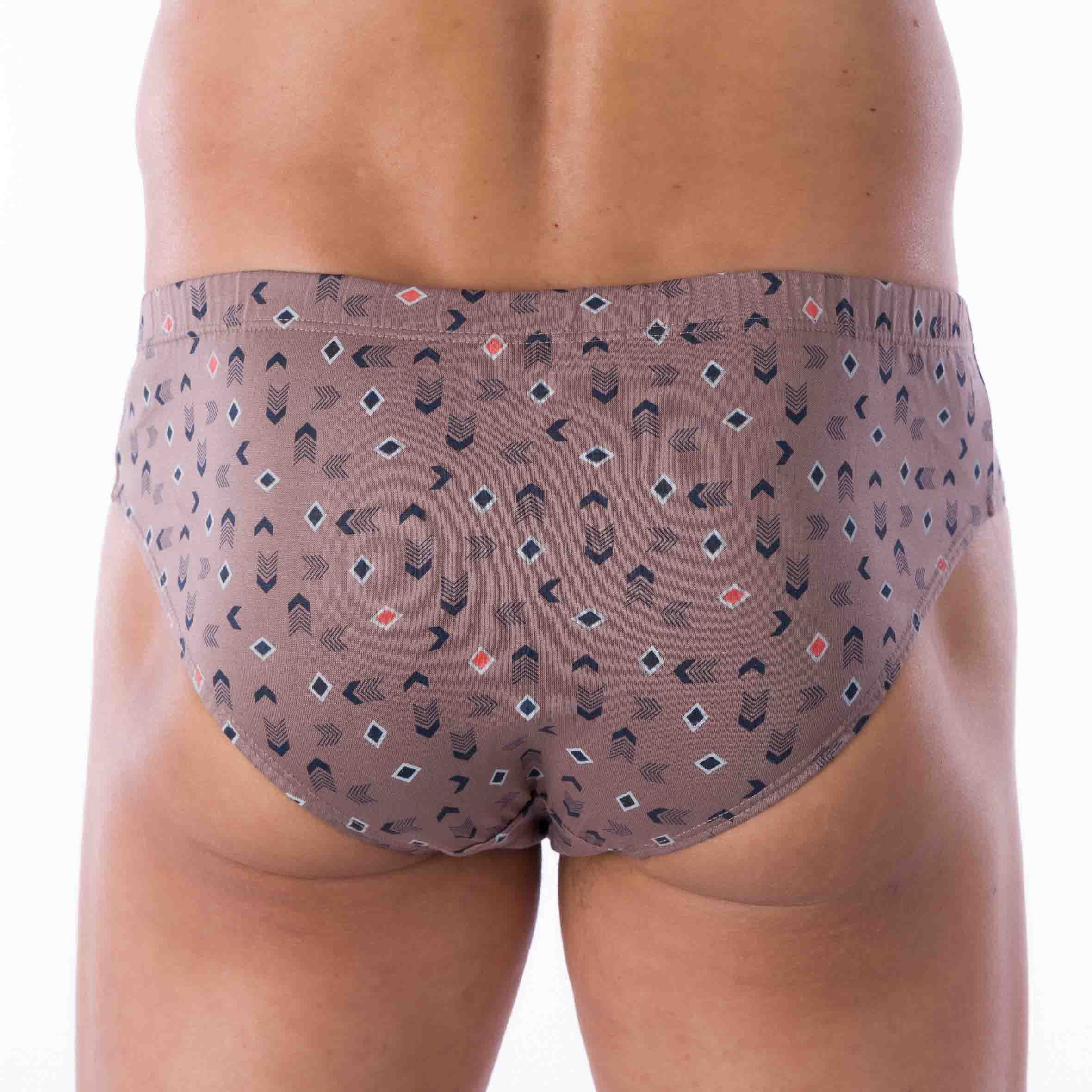 Lot de 2 Slips Taille Basse en Jersey de Coton Mercerisé Imprimé BLEU Pétrole et MOKA C179.2