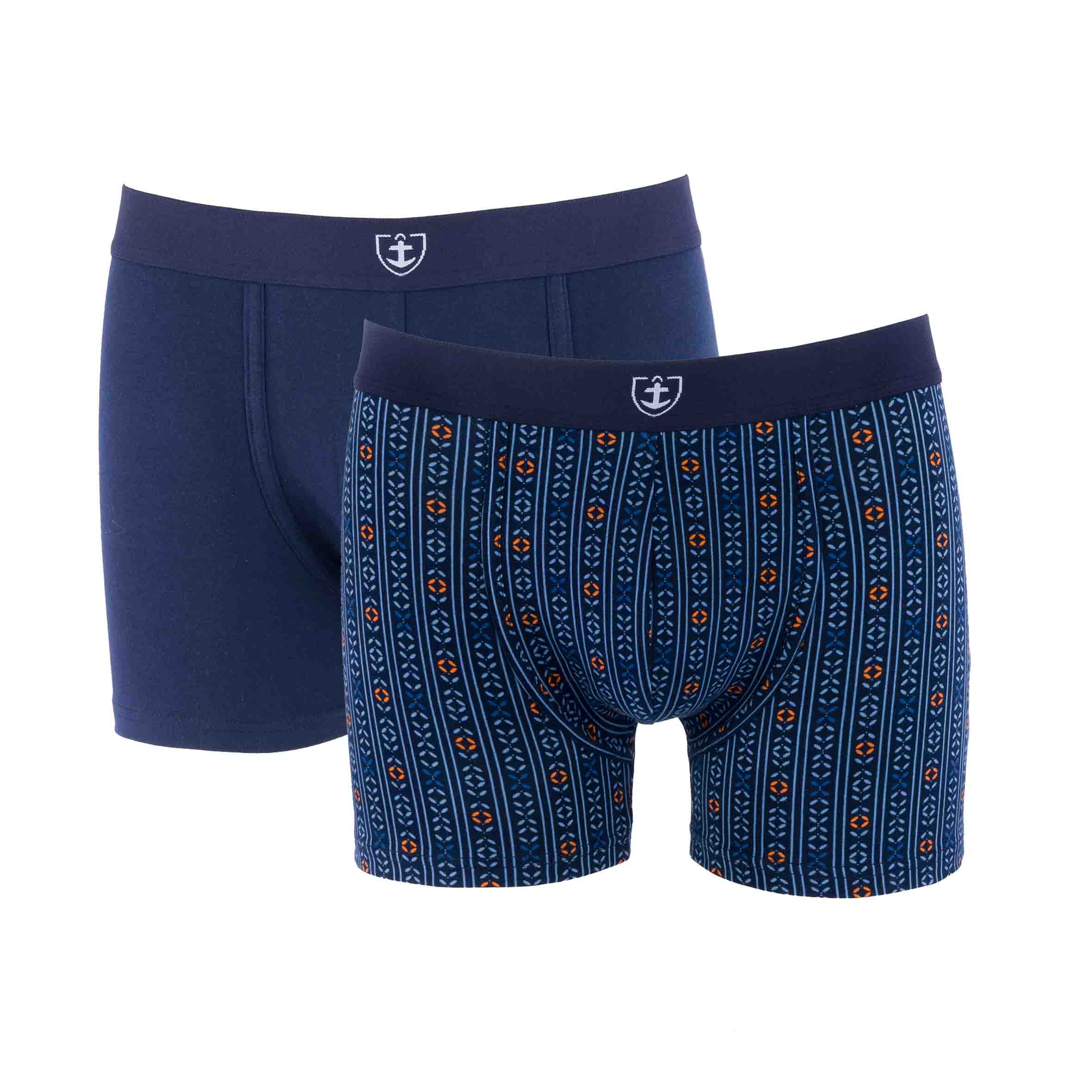 Lot de 2 Shortys en Coton BIO Stretch MARINE C285.2