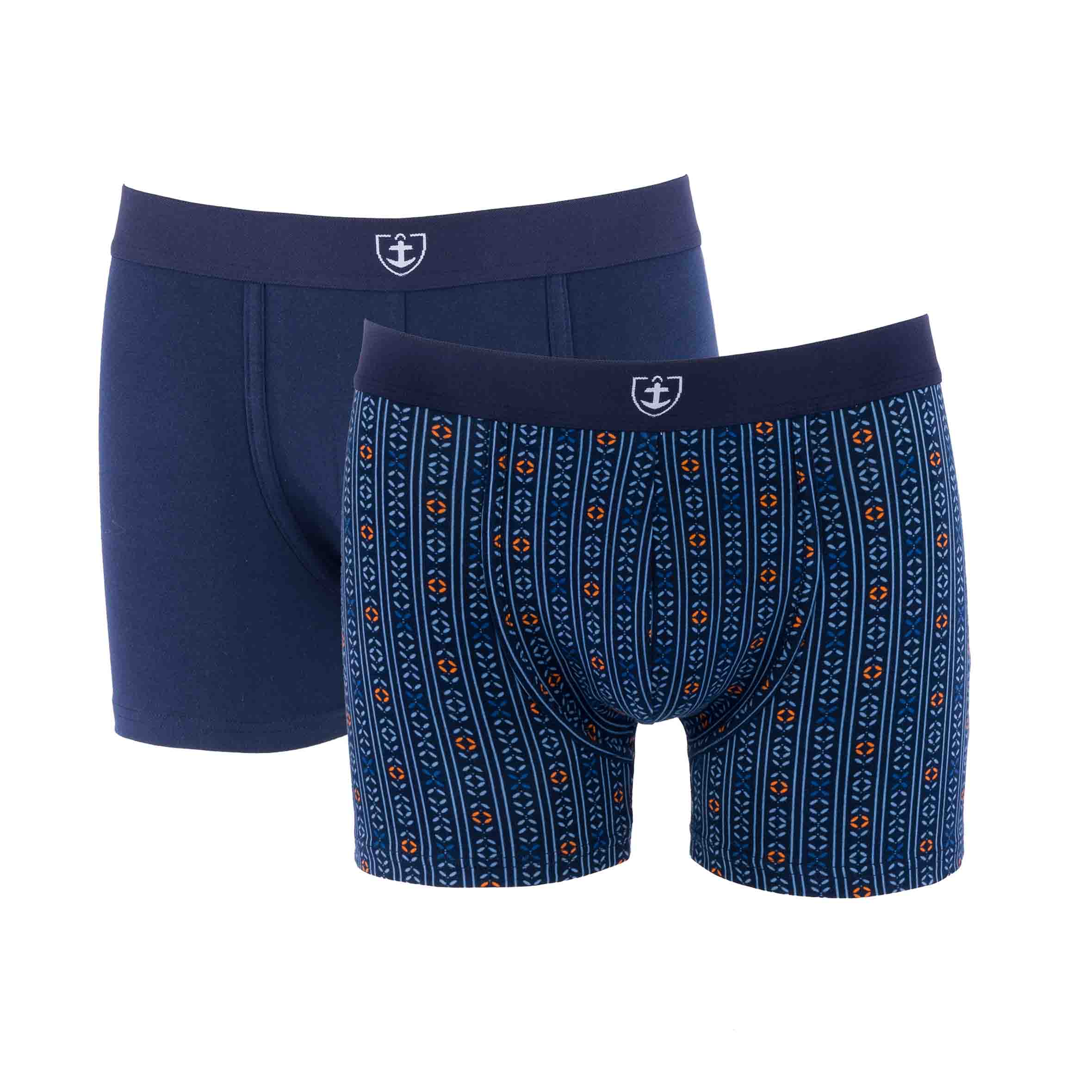 Lot de 2 Shortys en Coton BIO Stretch MARINE