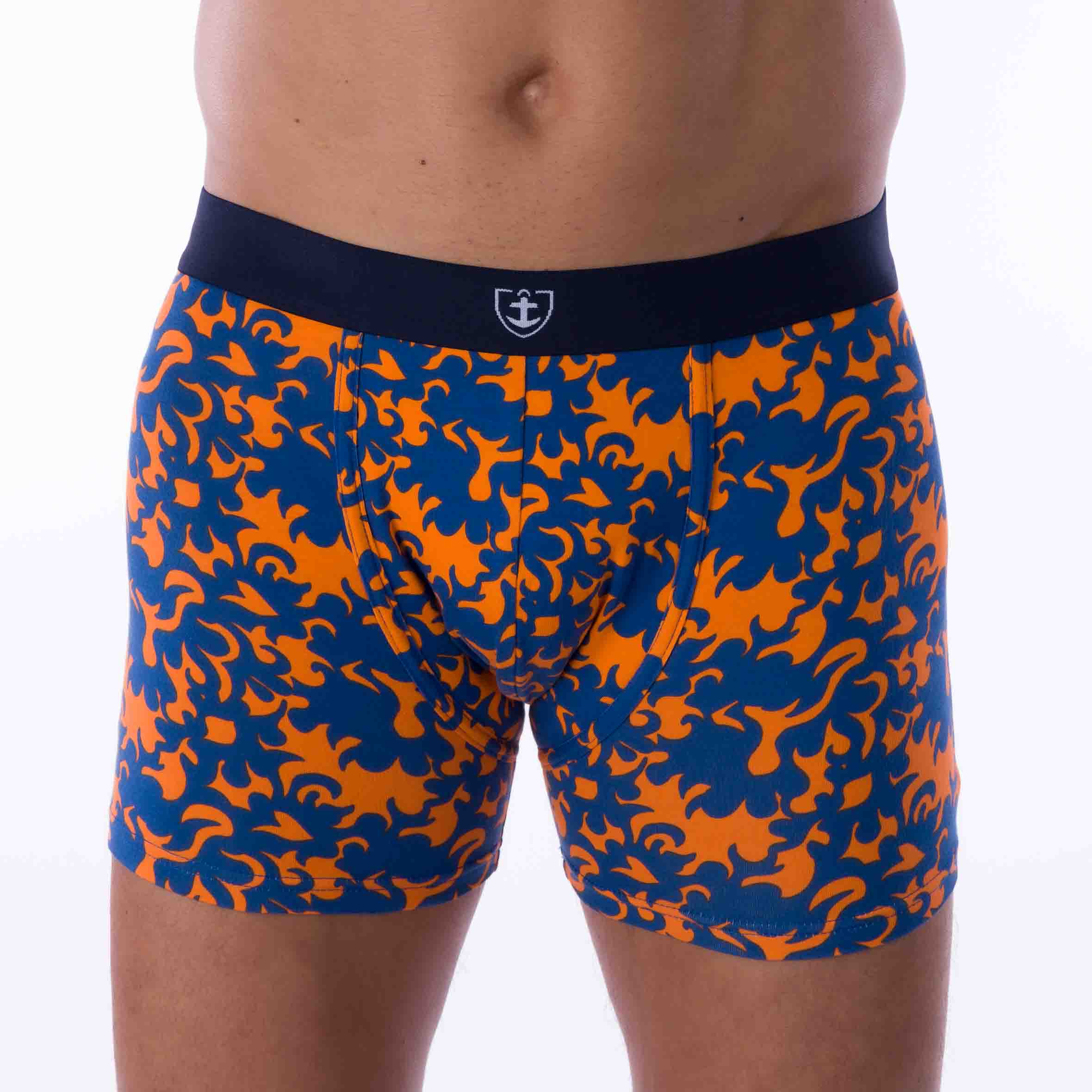Lot de 2 Shortys en Coton BIO Stretch Indigo et Mandarine C287.2