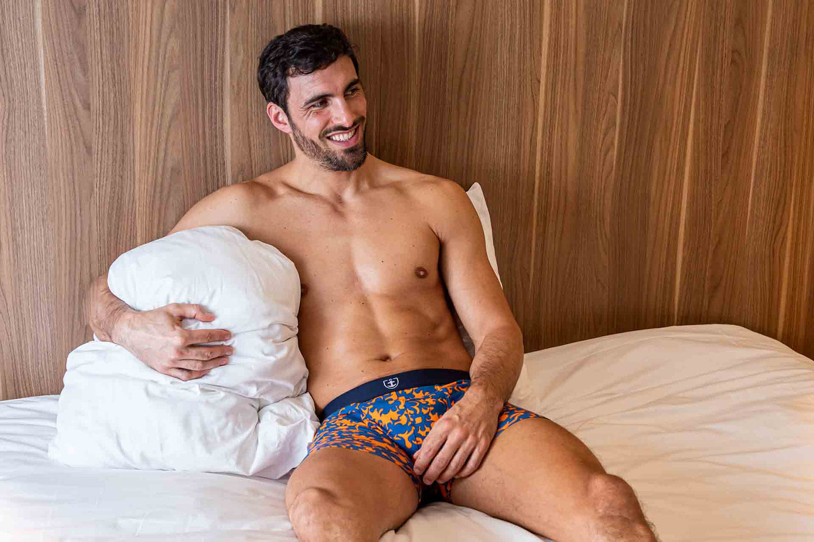 Lot de 2 Shortys en Coton BIO Stretch Indigo et Mandarine C287.2