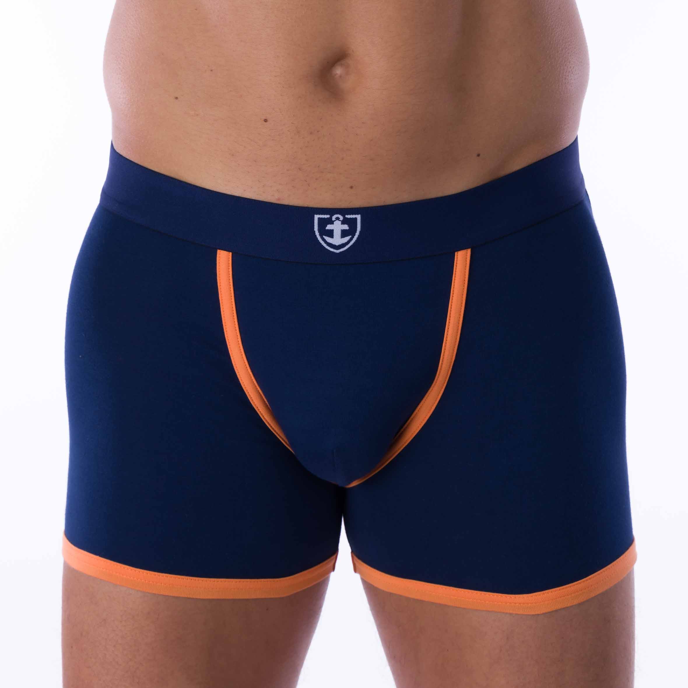 Lot de 2 Shortys en Coton BIO Stretch Marine et Mandarine