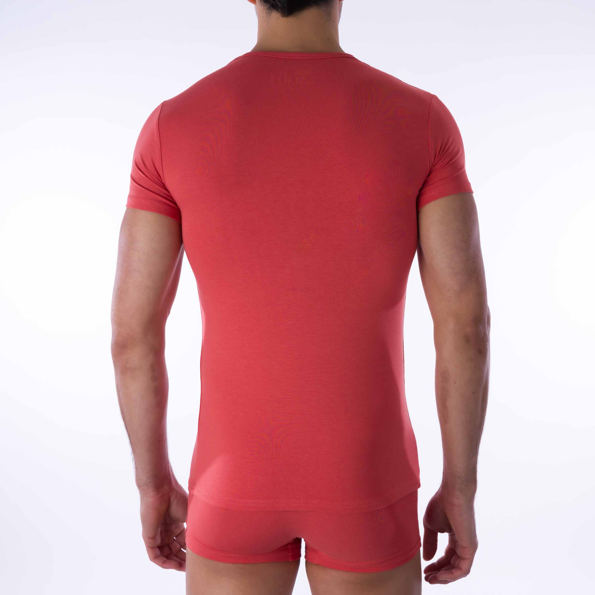 T-shirt col V Fibre de Bambou Stretch Mangue