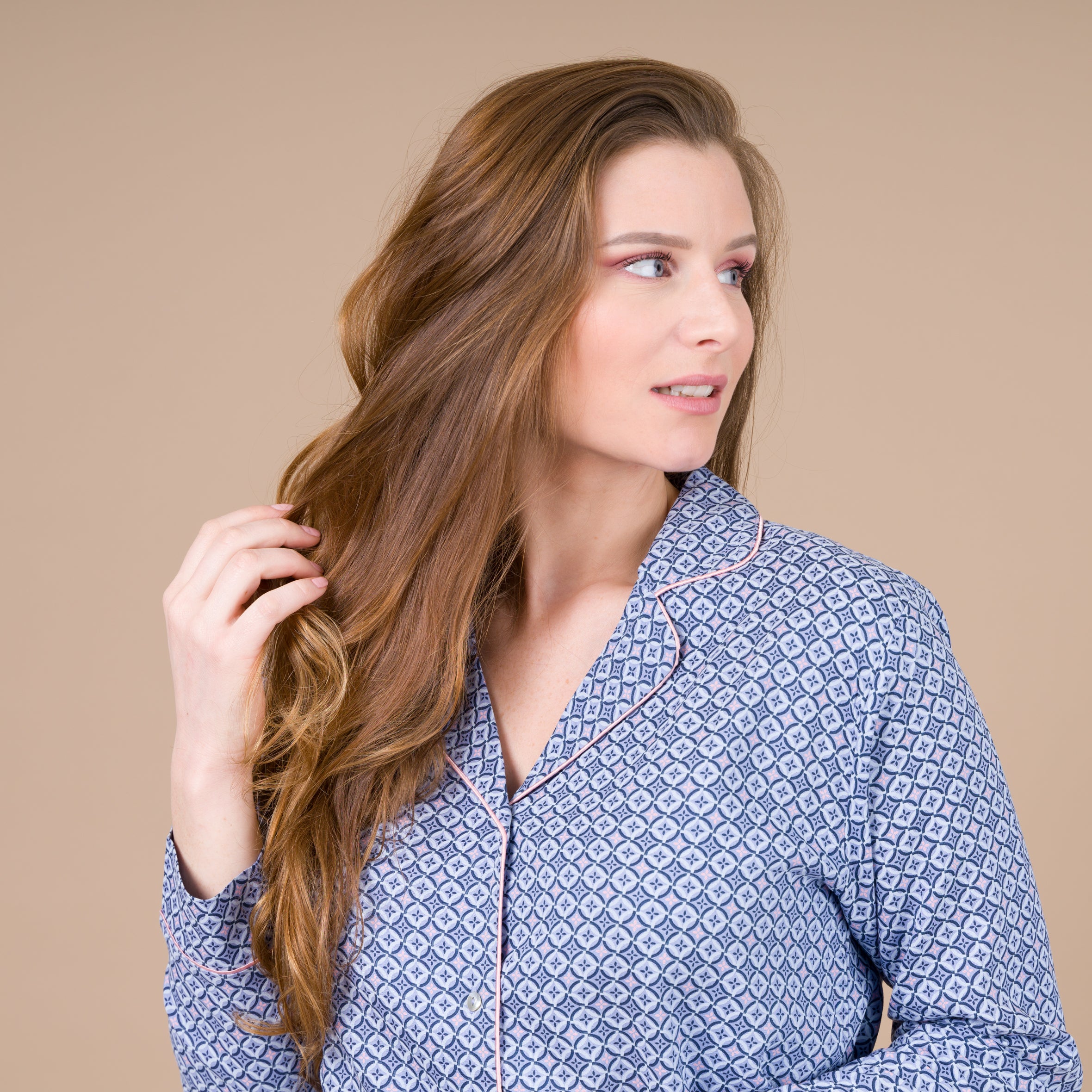 Pyjama Femme Boutonné en Viscose BLEU CF417