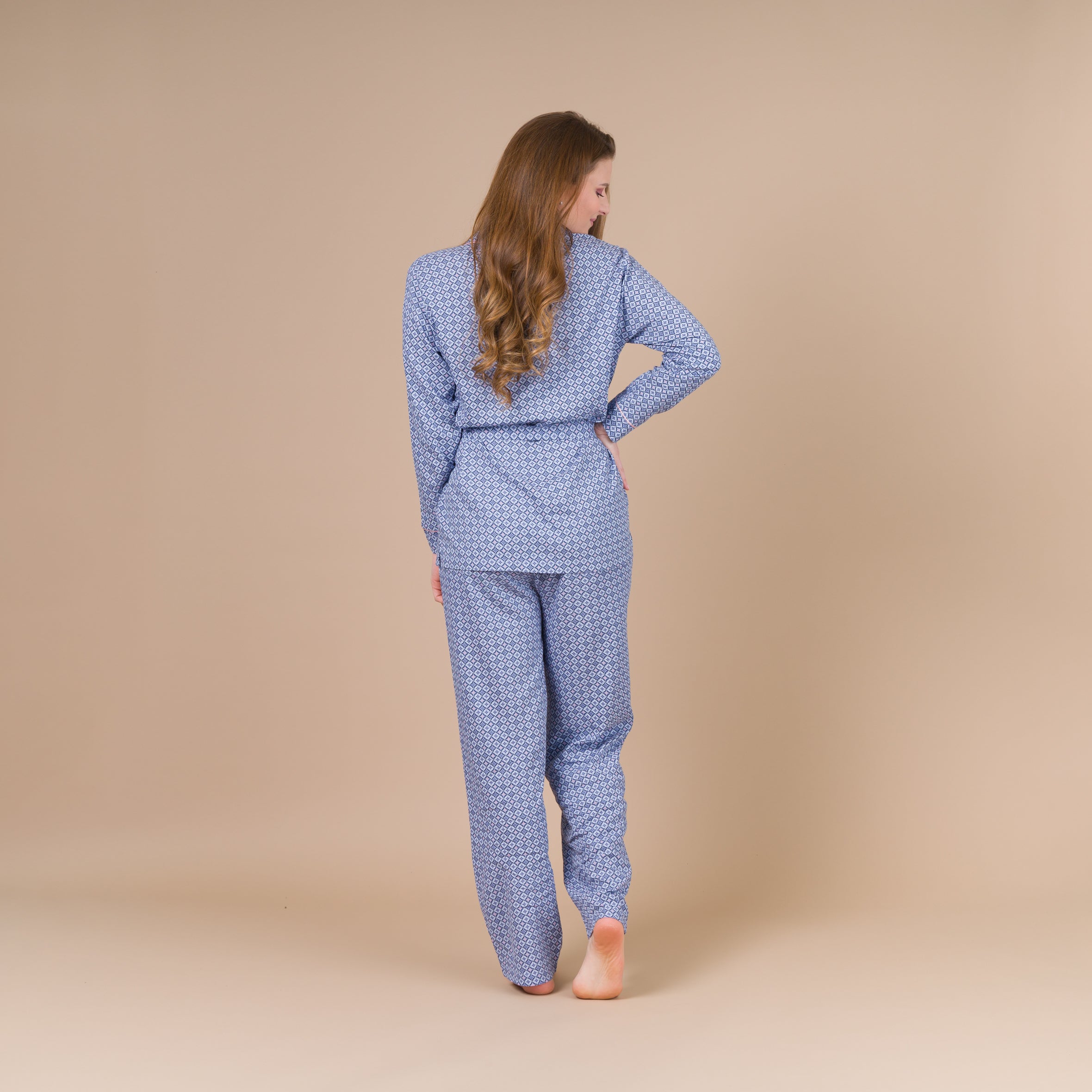 Pyjama Femme Boutonné en Viscose BLEU CF417